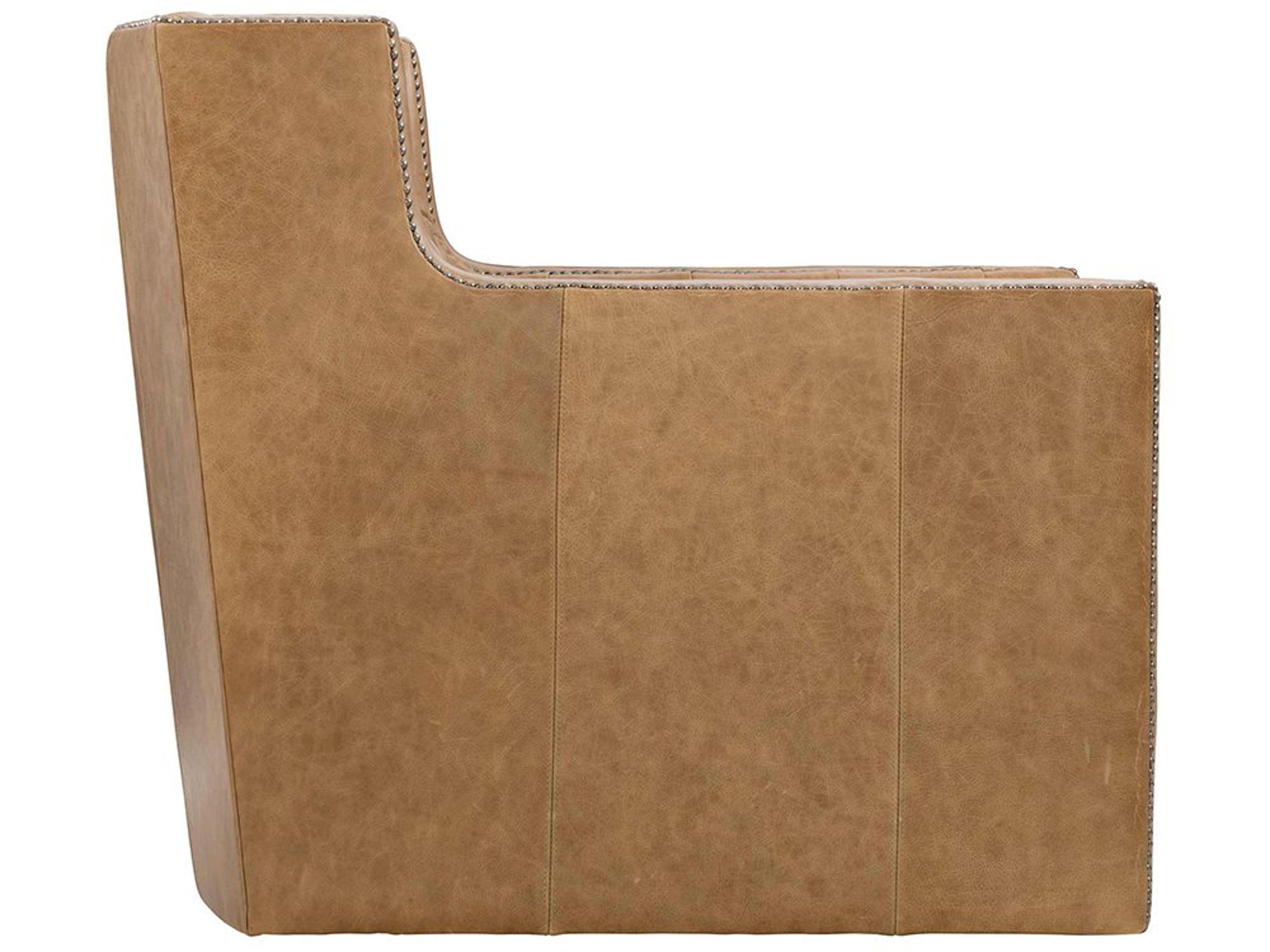 Bernhardt Candace Brown Leather Accent Swivel Chair