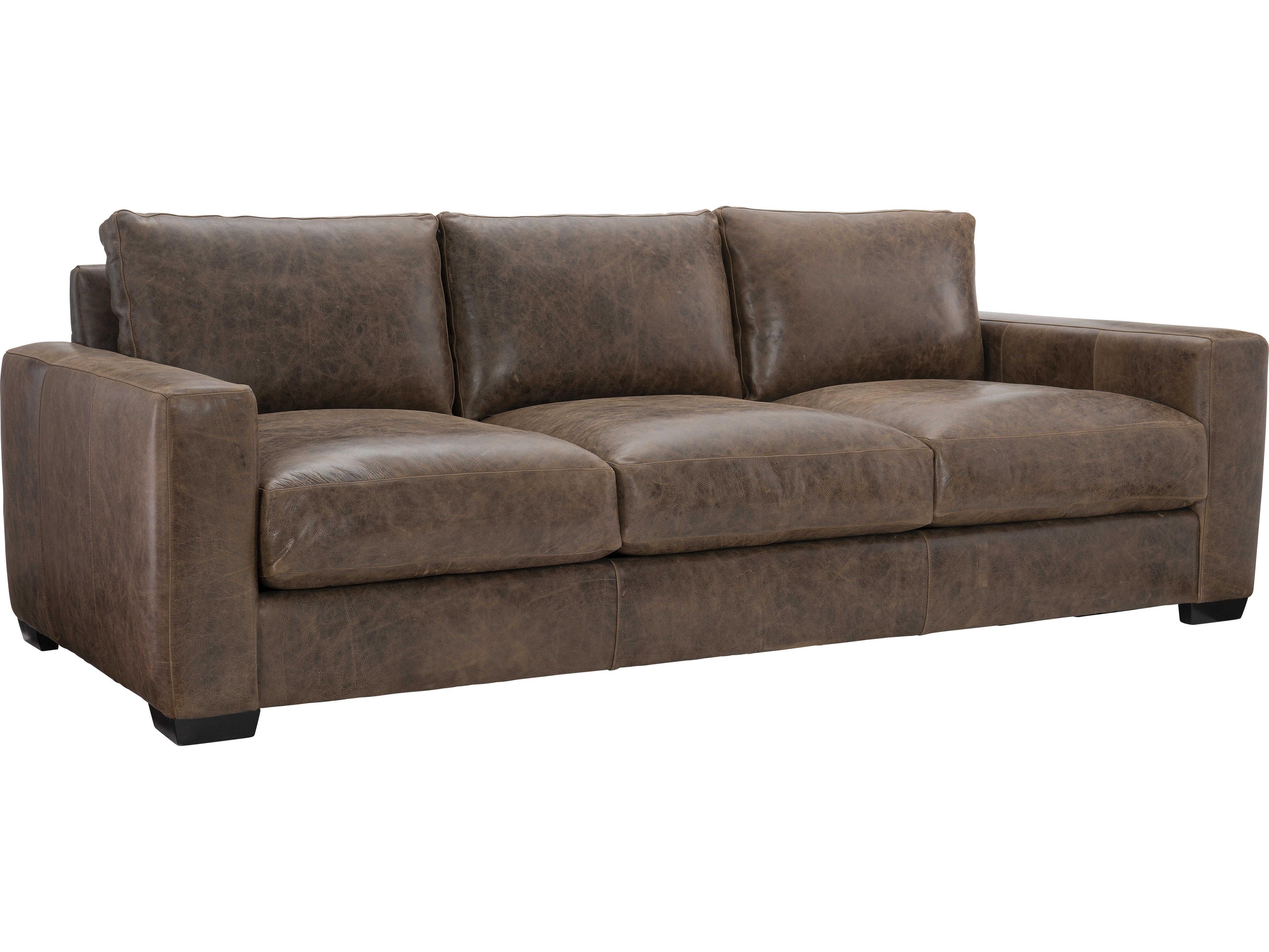 Dawkins 3-Seat Top-Grain Leather Sofa in Brown with Track Arms