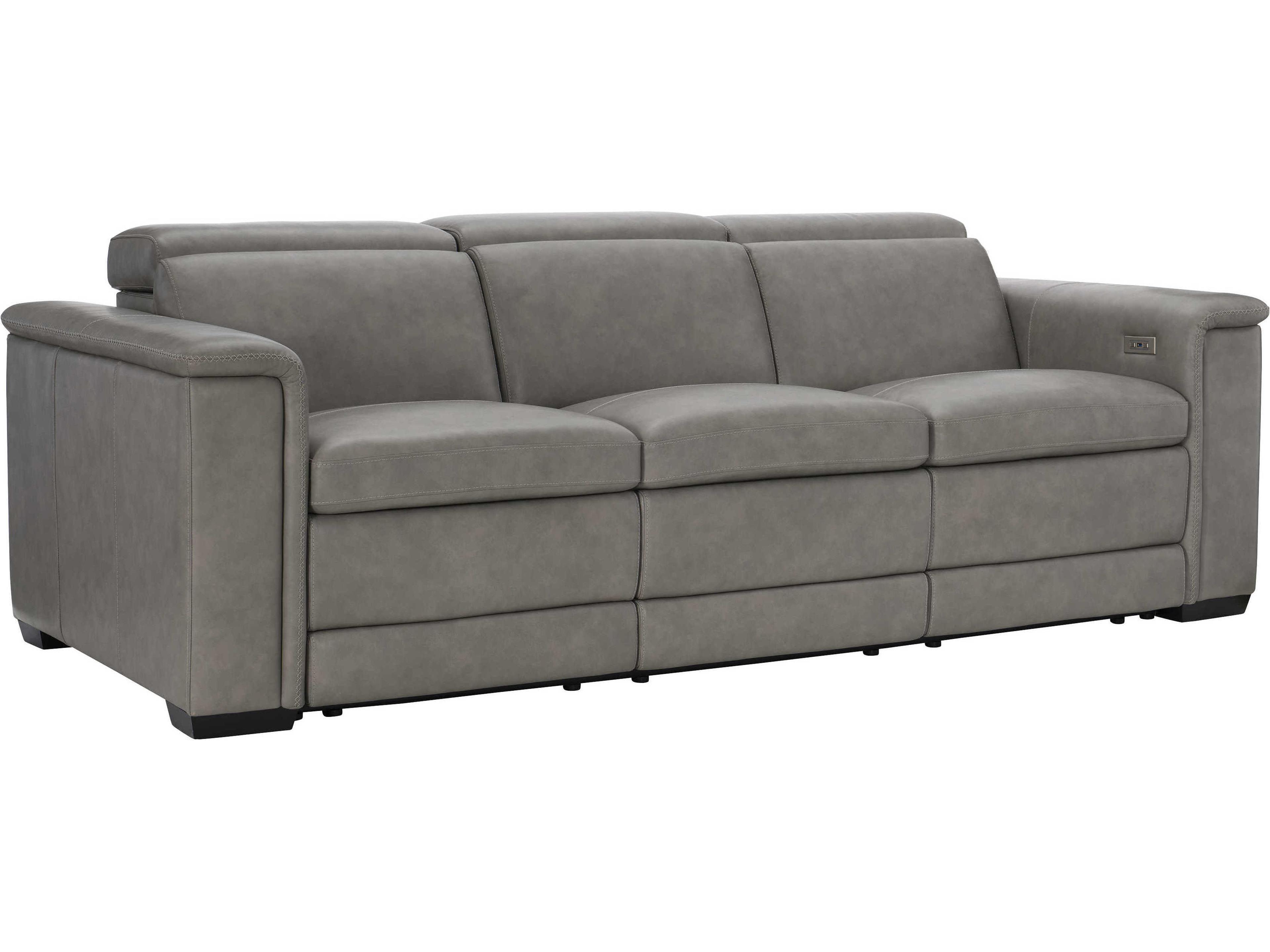 Living Lioni 3-Seat Power Reclining Leather Sofa with USB in Mocha