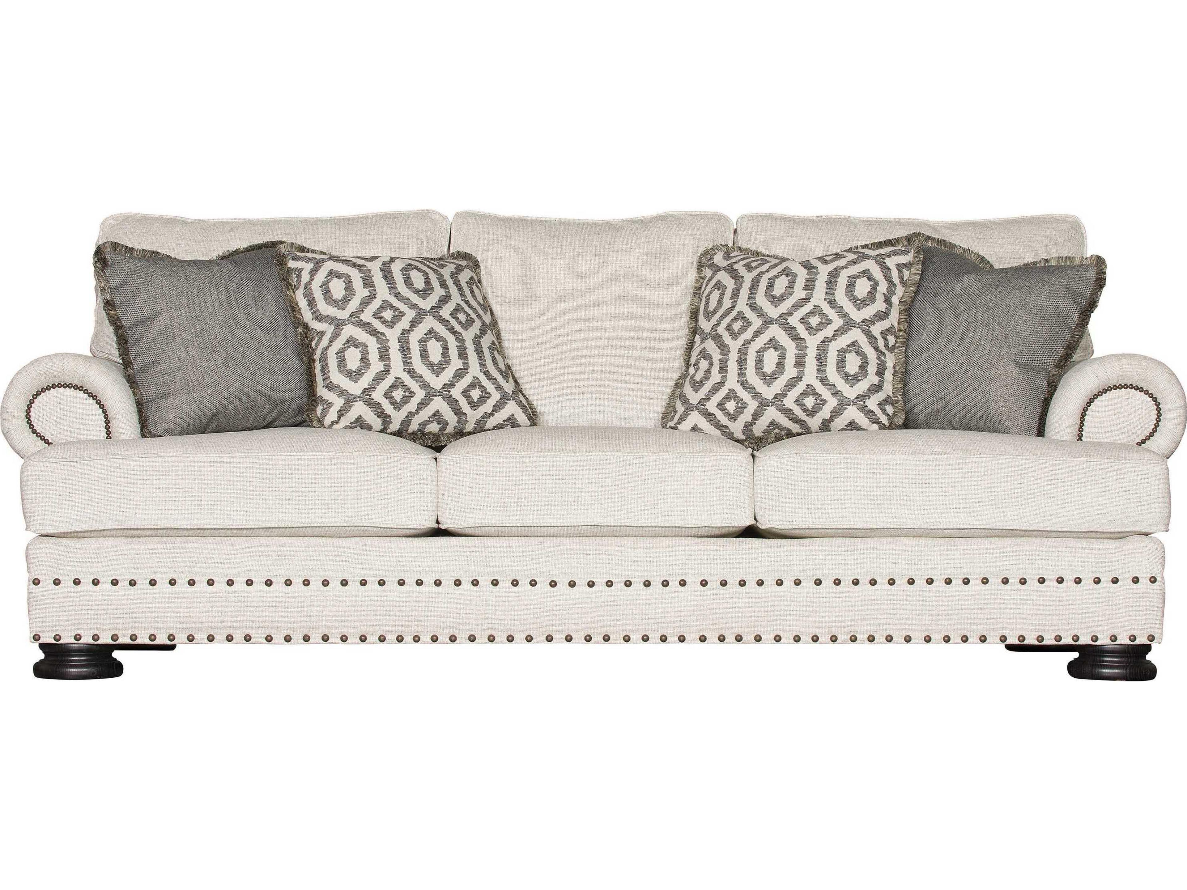 Foster 3-Seat Fabric Sofa with Nailhead Trim and Rolled Arms