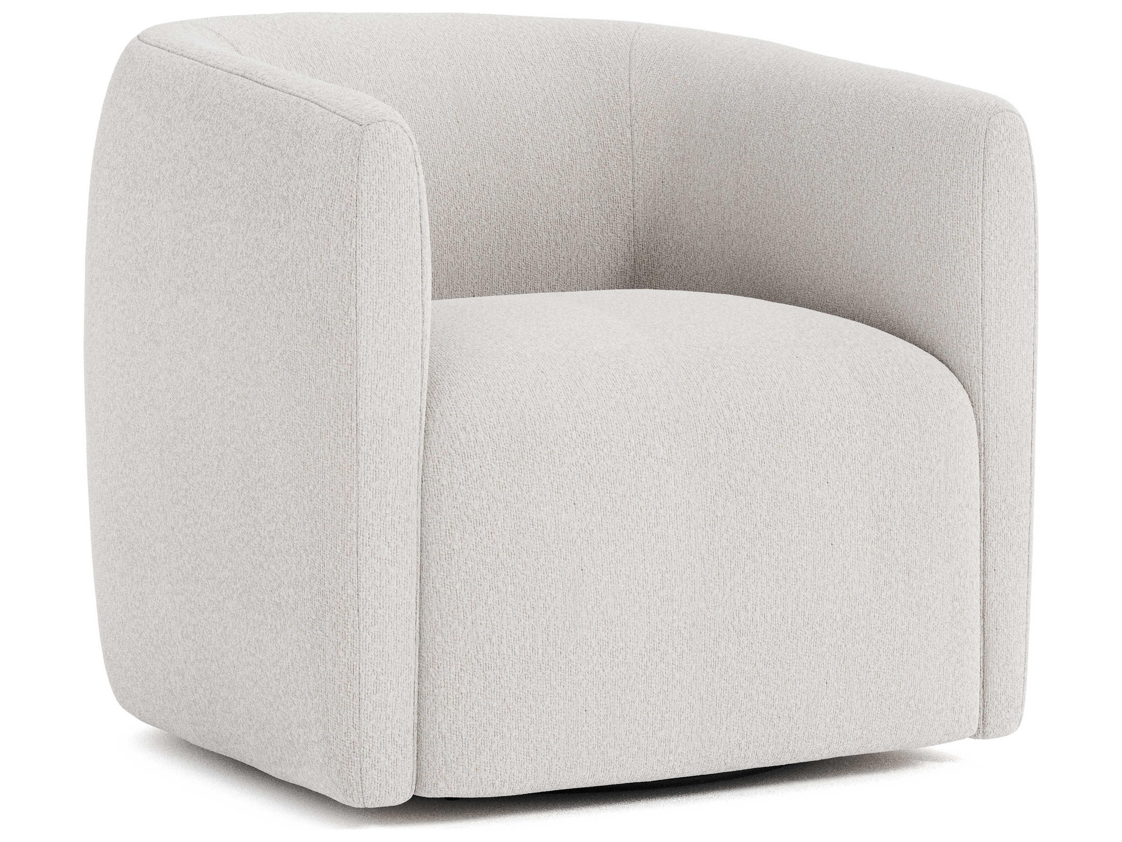 Aline White Fabric Swivel Accent Chair