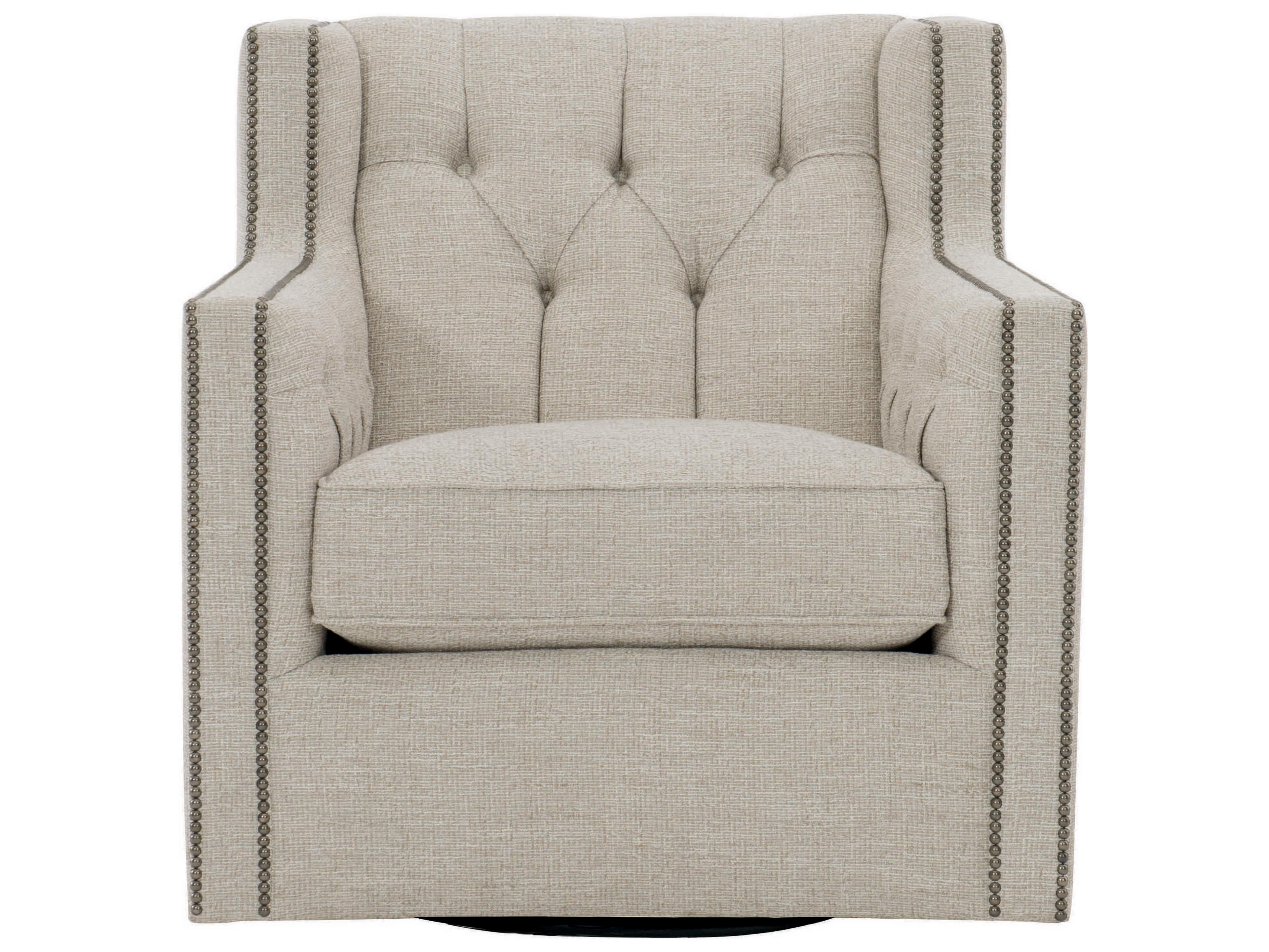 Bernhardt Candace Swivel Beige Fabric Tufted Accent Chair