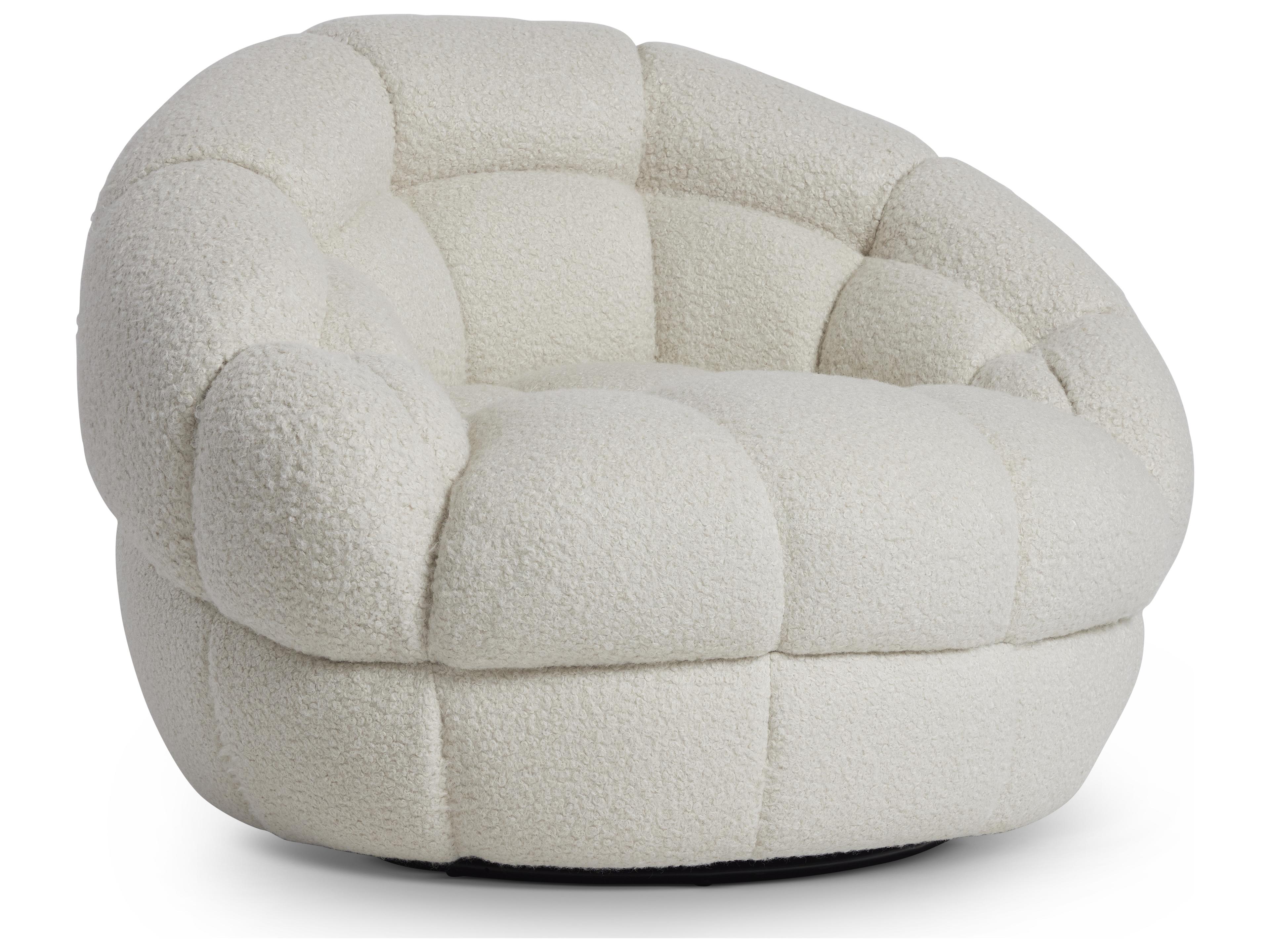 Coco Swivel White Accent Chair