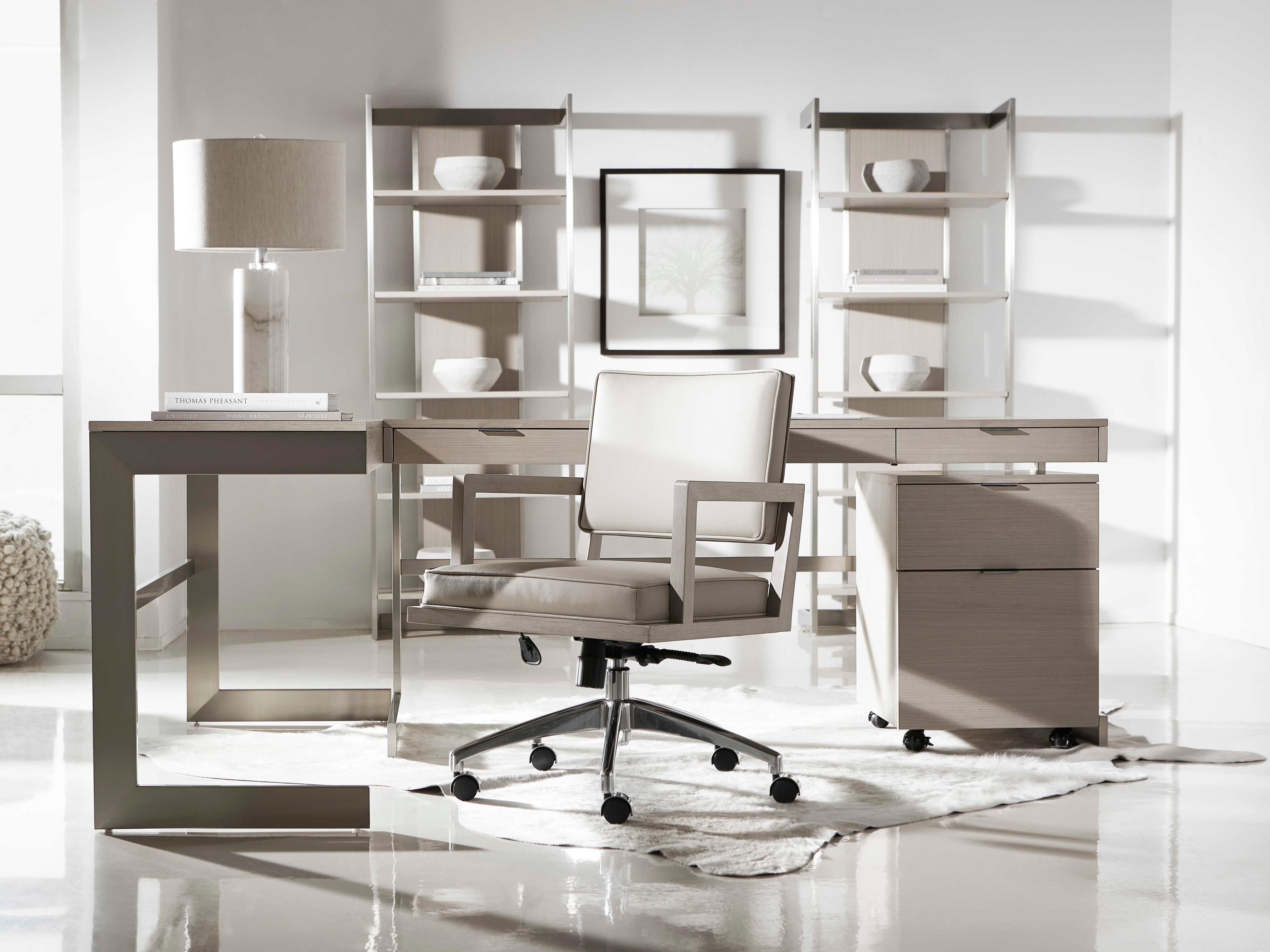 Bernhardt Axiom Paloma Linear Gray Brushed Silver Rubberwood Writing Desk