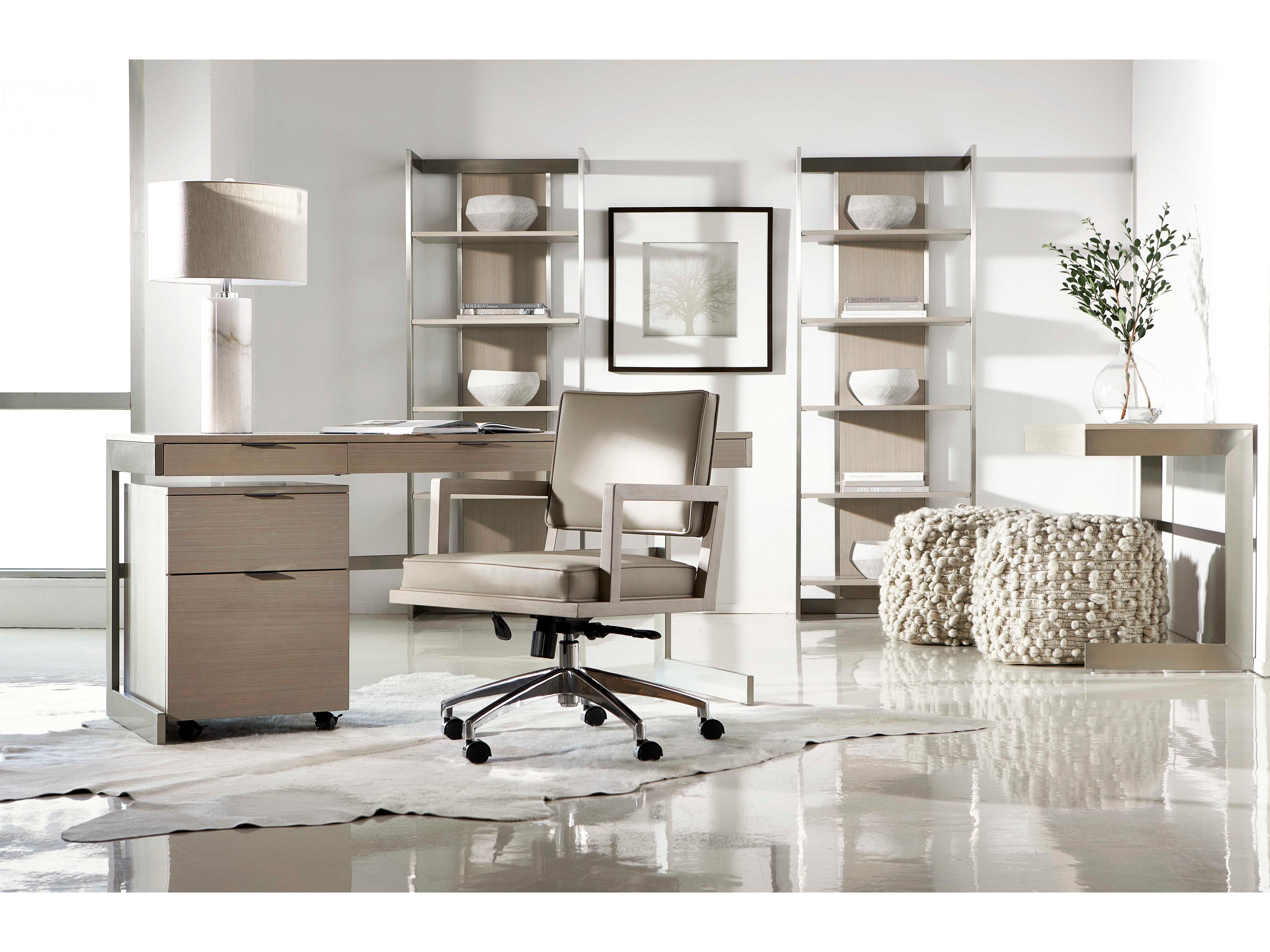 Bernhardt Axiom Linear Gray Brushed Silver Bookcase