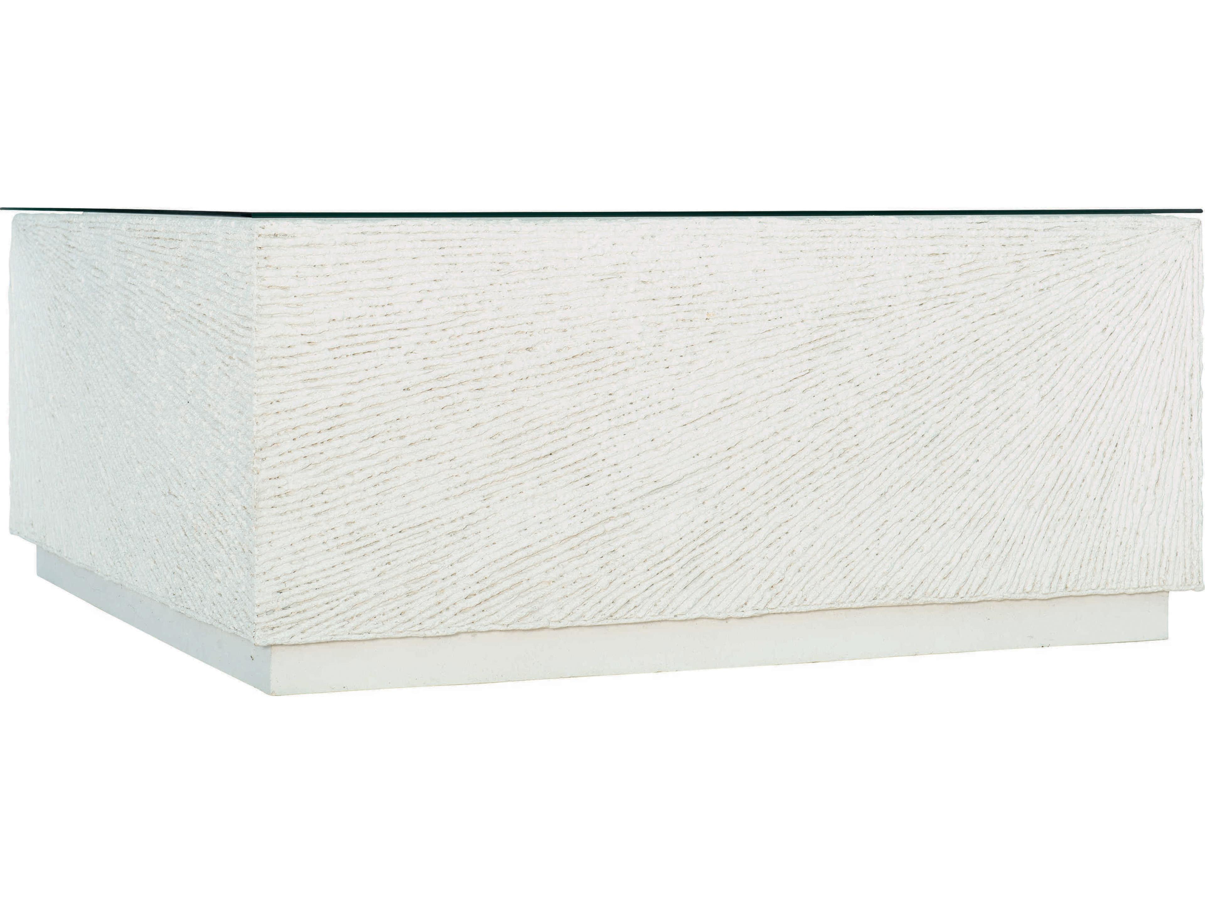 Bernhardt Exteriors Tenerife White Square Coco Twig Outdoor Coffee Table