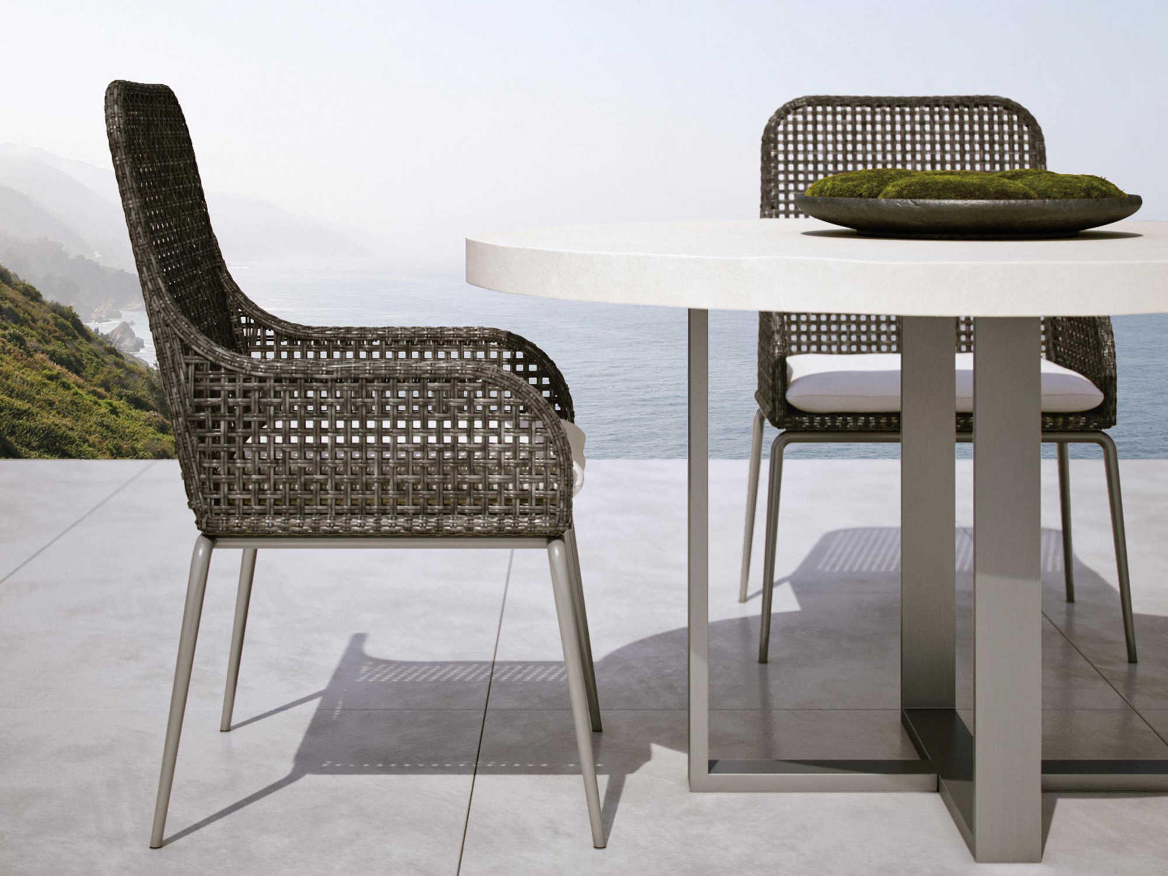 Bernhardt Exteriors Del Mar Flint Gray / Bone Round Patio Dining Table