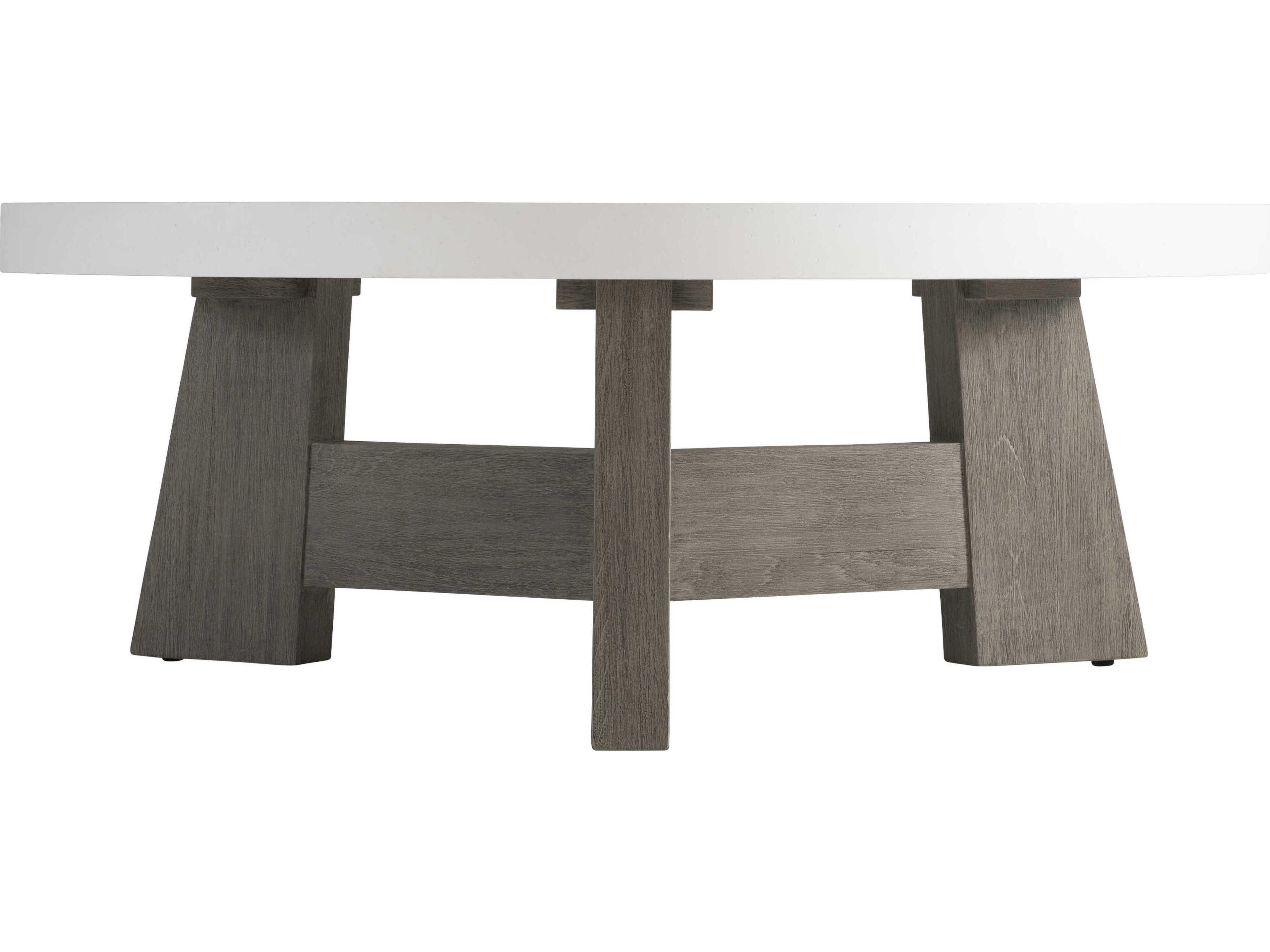 Bernhardt Exteriors Rochelle Weathered Teak Round Outdoor Patio Coffee Table