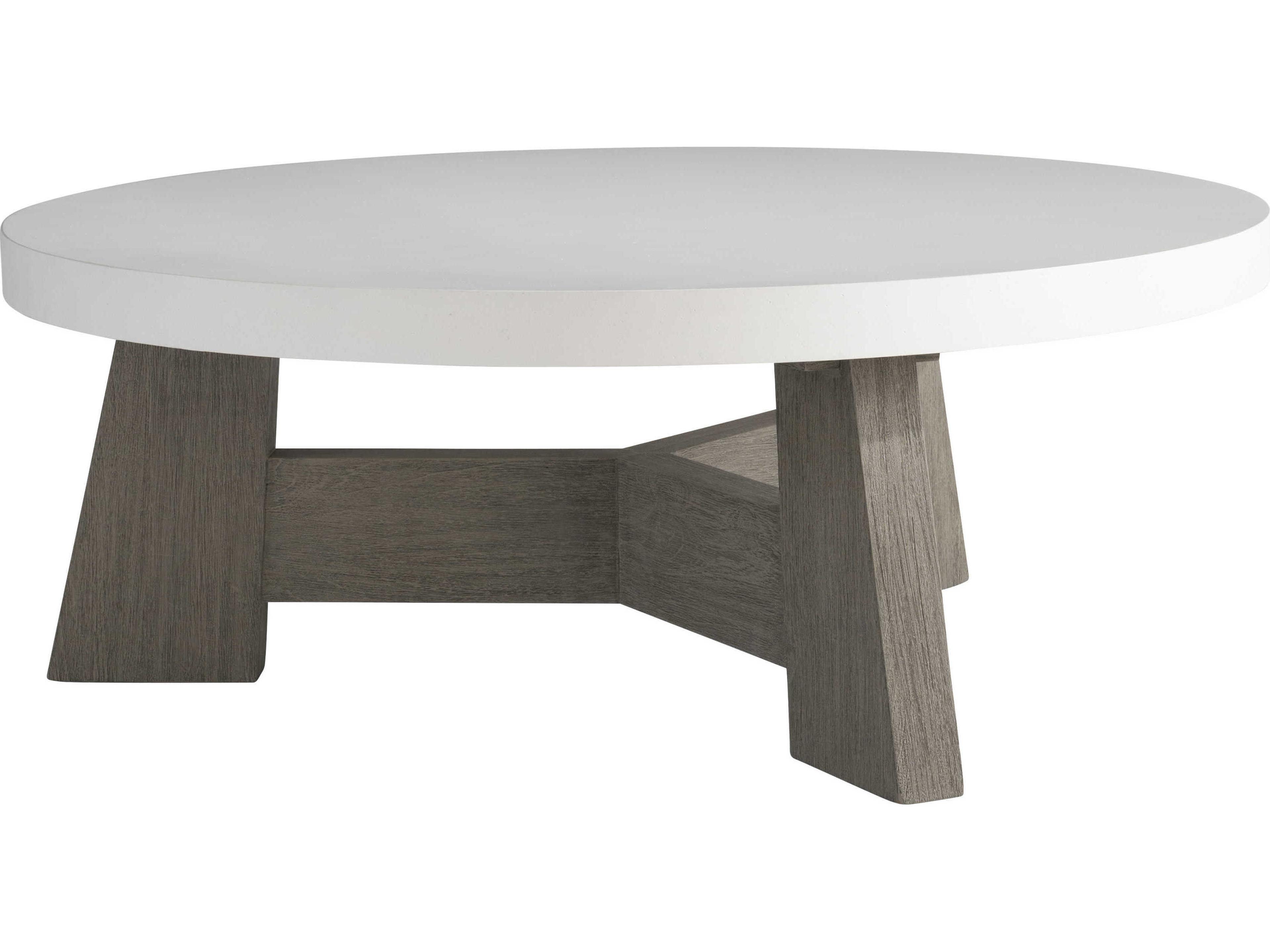 Bernhardt Exteriors Rochelle Weathered Teak Round Outdoor Patio Coffee Table