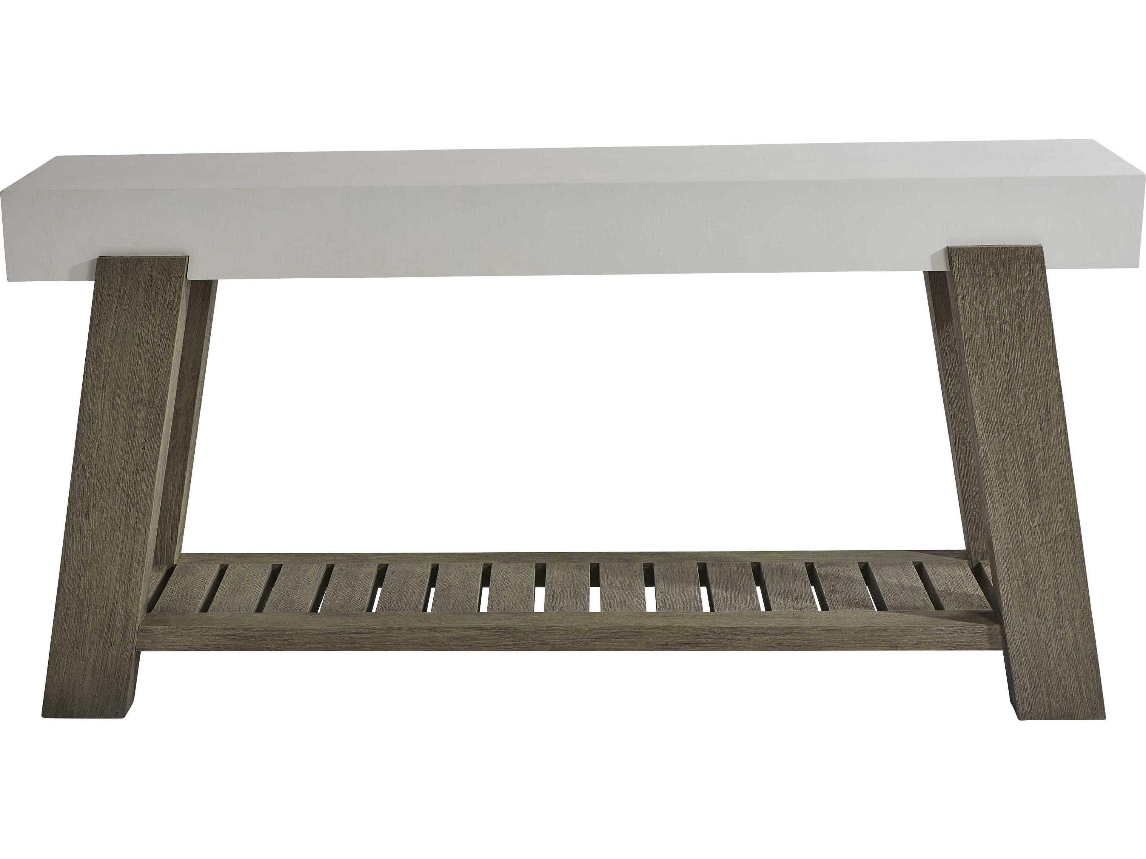 Rochelle Outdoor Console Table Weathered Teak Glass Reinforced Concrete