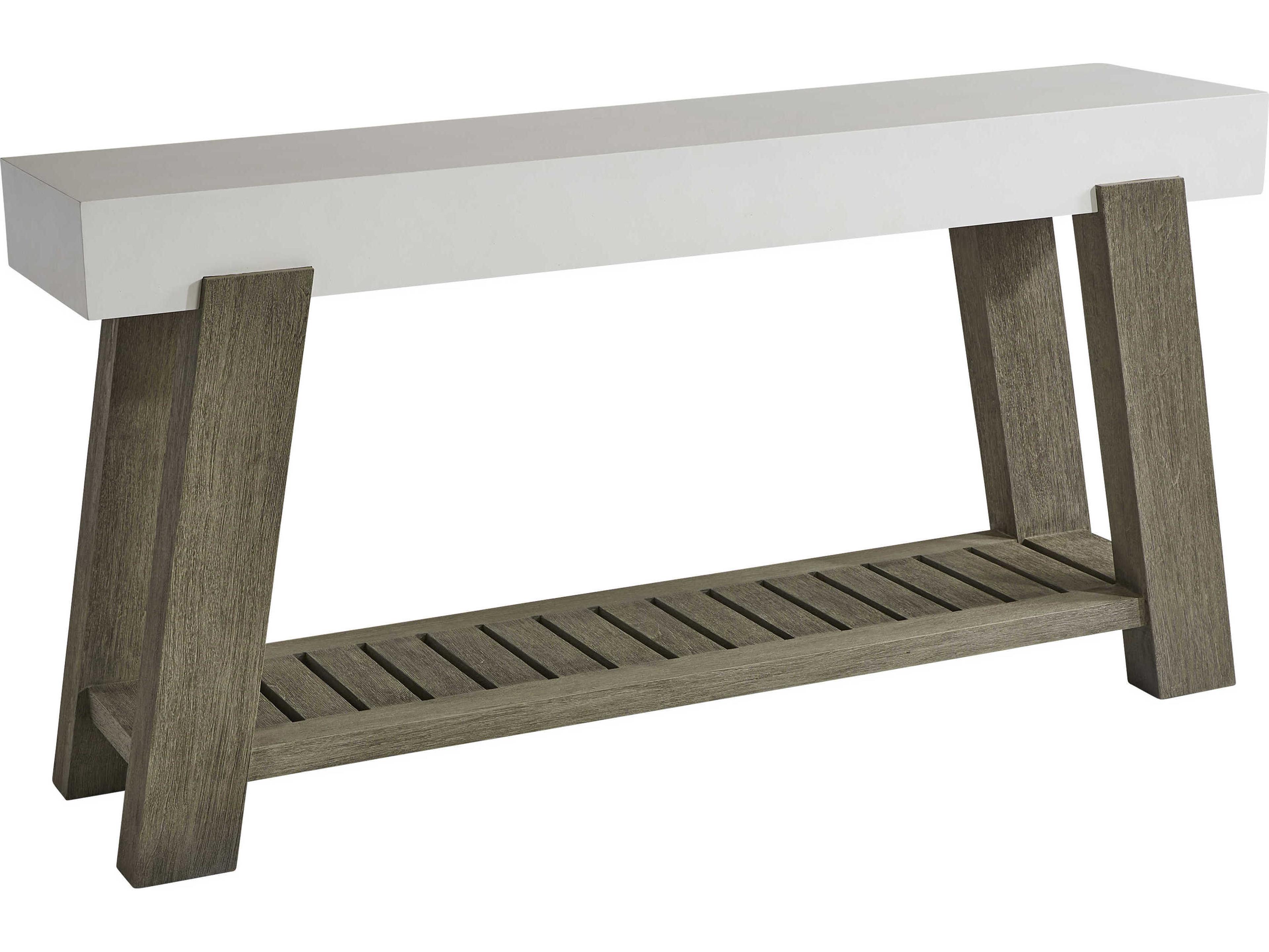Bernhardt Exteriors Rochelle Weathered Teak Rectangular Outdoor Console Table