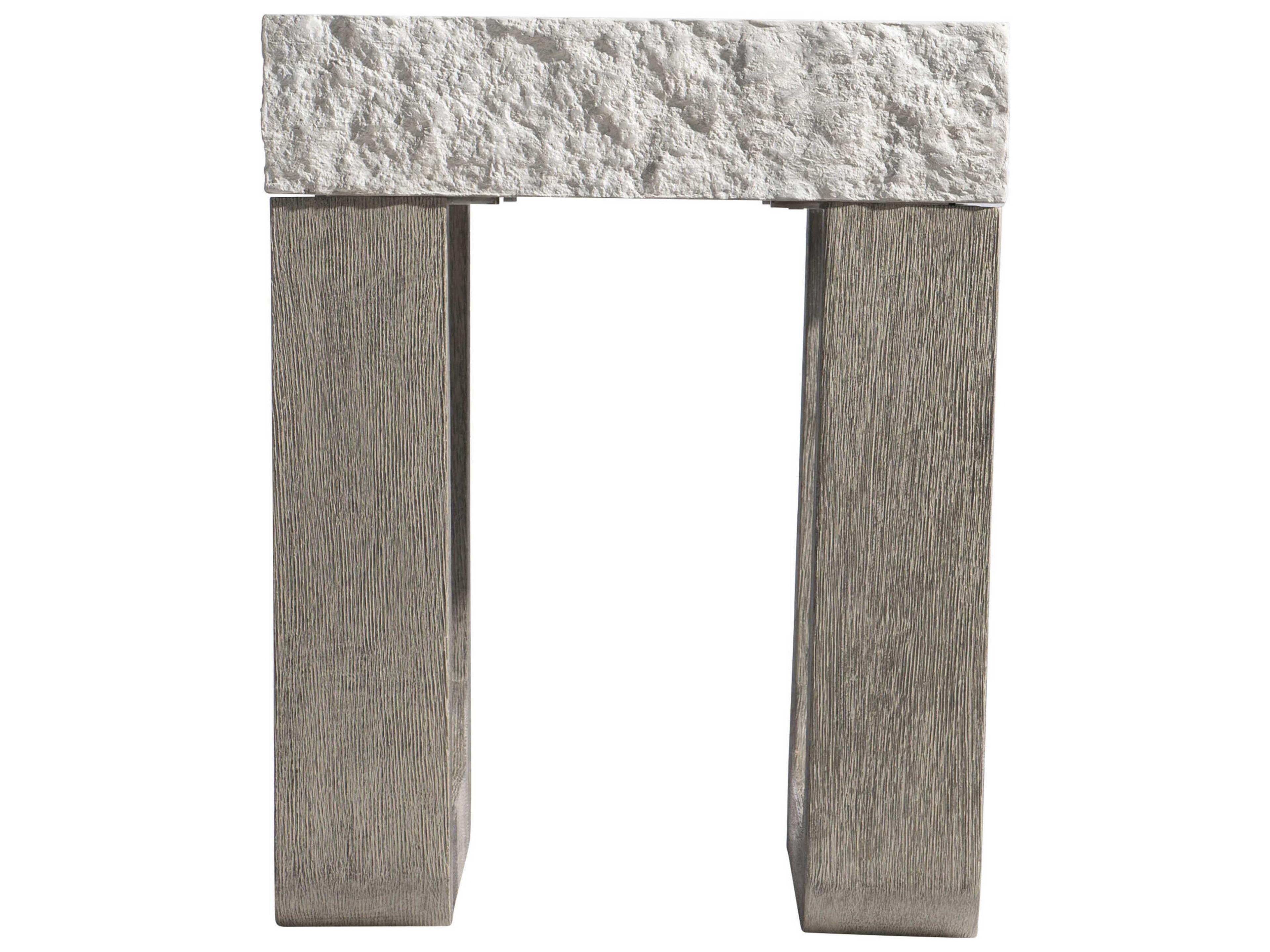 Bernhardt Exteriors Sand Grey / Weather Teak Rectangular Bristol Patio End Table