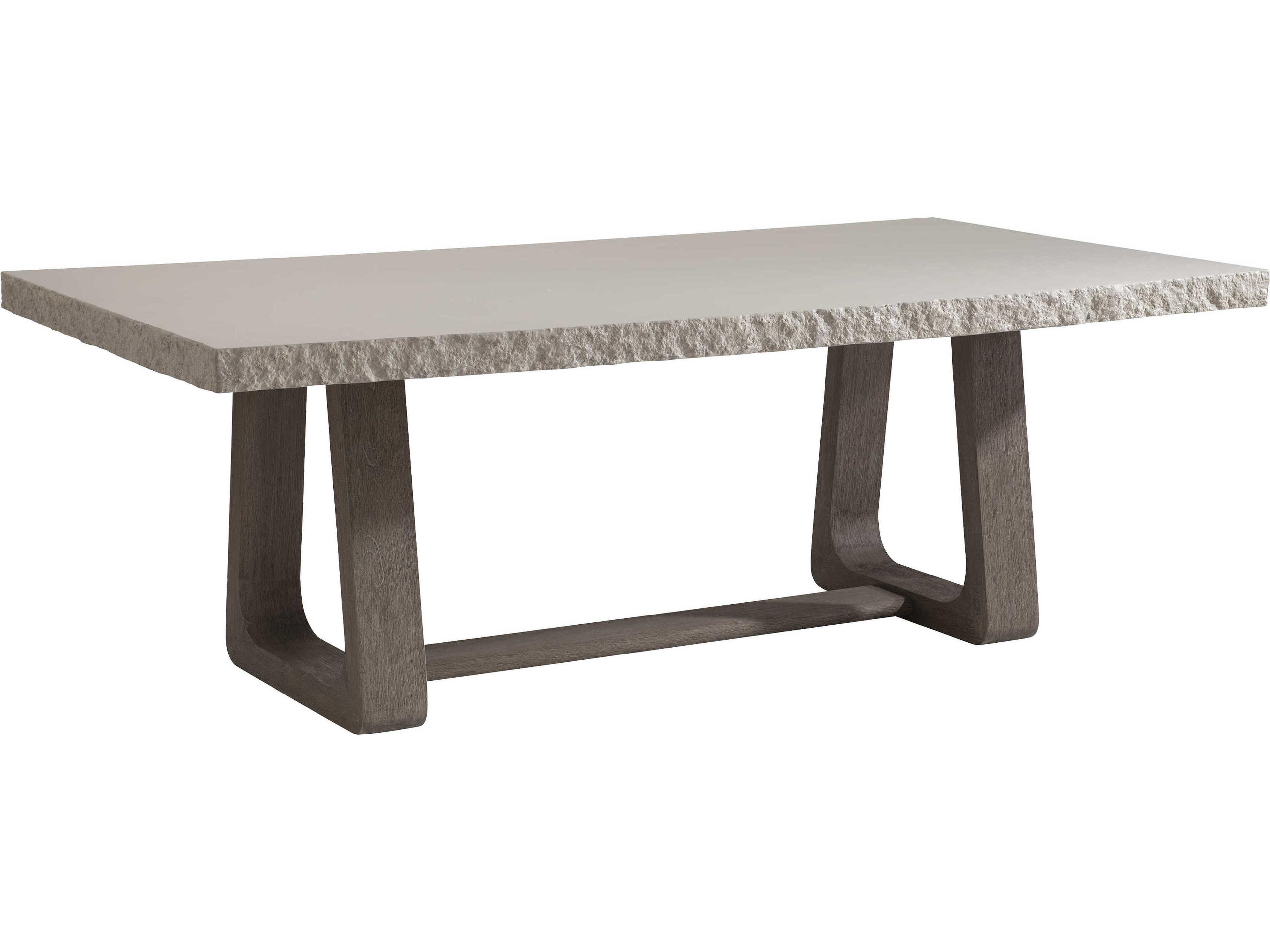 Bernhardt Exteriors Sand Grey / Weathered Teak Concrete Rectangular Outdoor Dining Table