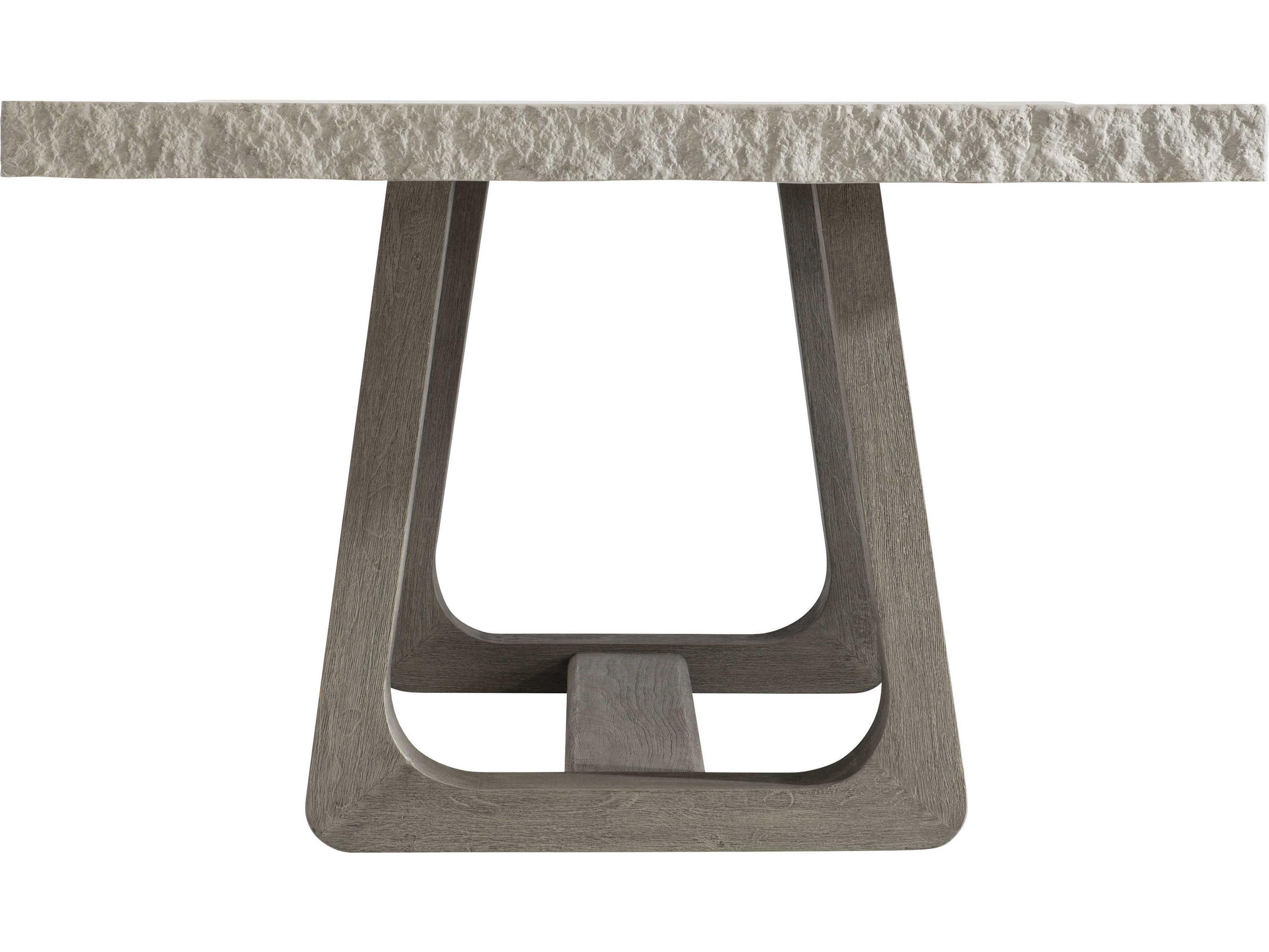 Bernhardt Exteriors Sand Grey / Weathered Teak Concrete Rectangular Outdoor Dining Table