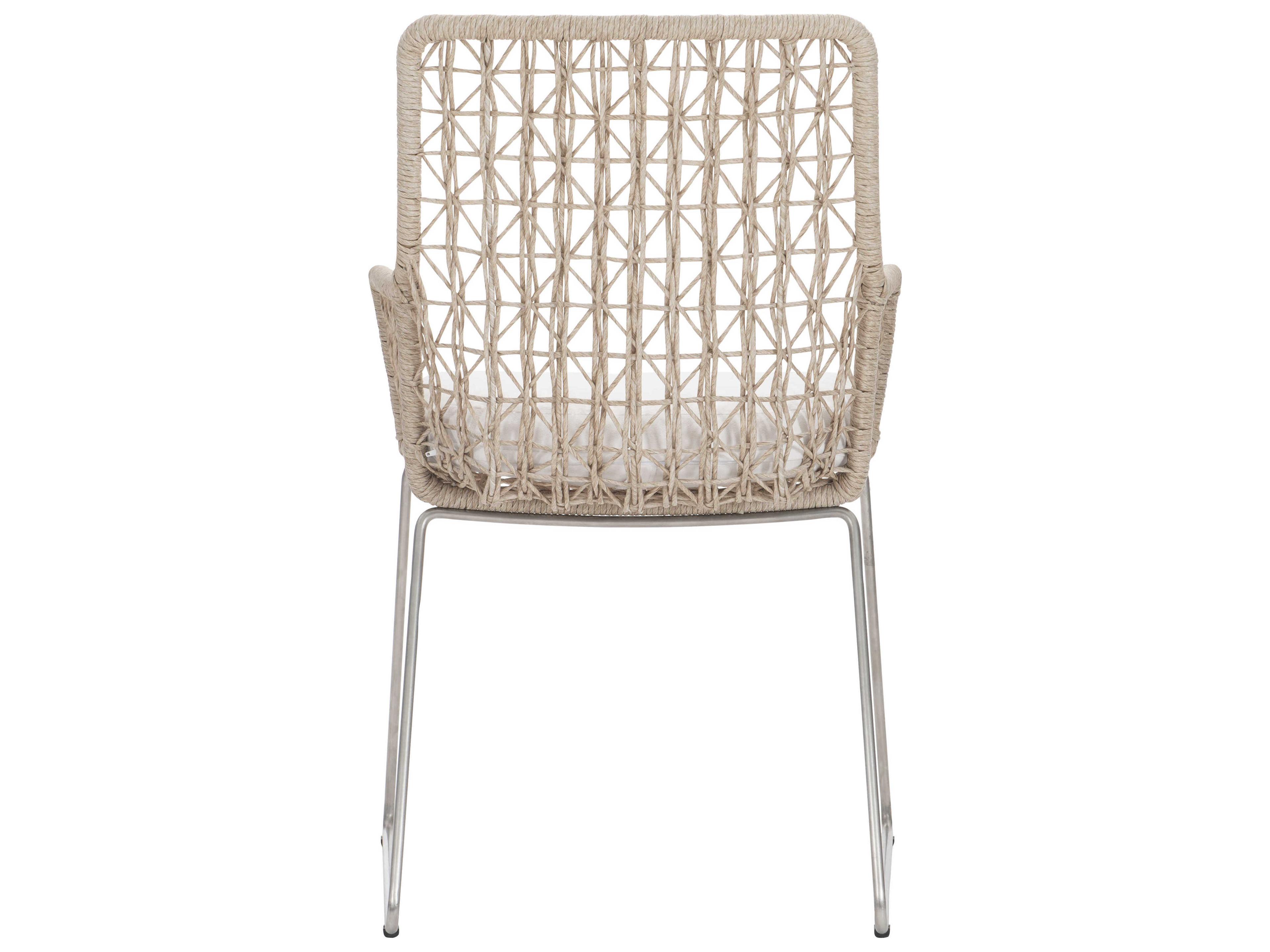 Bernhardt Exteriors Hazelnut Arm Patio Dining Chair with Seat Pad