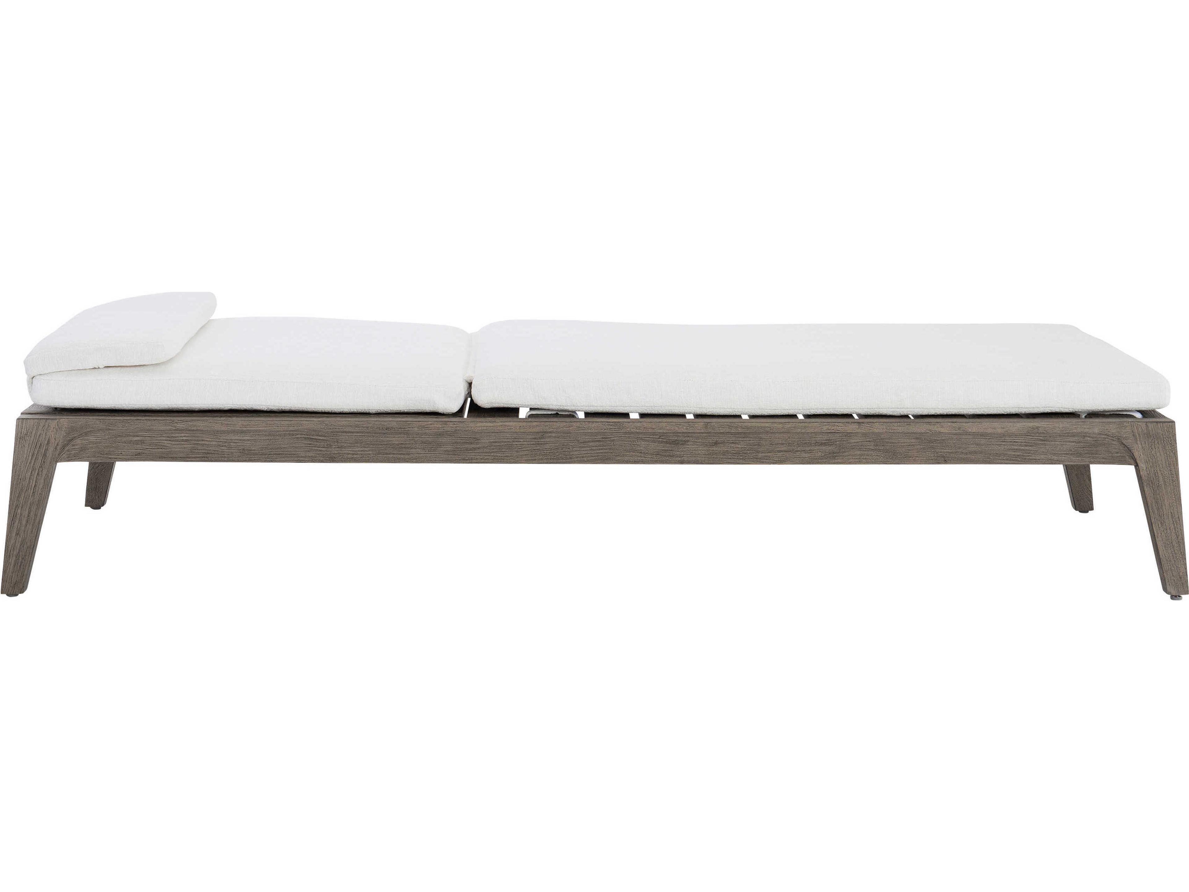 Bernhardt Exteriors Weathered Teak Patio Chaise Lounge with Cushion