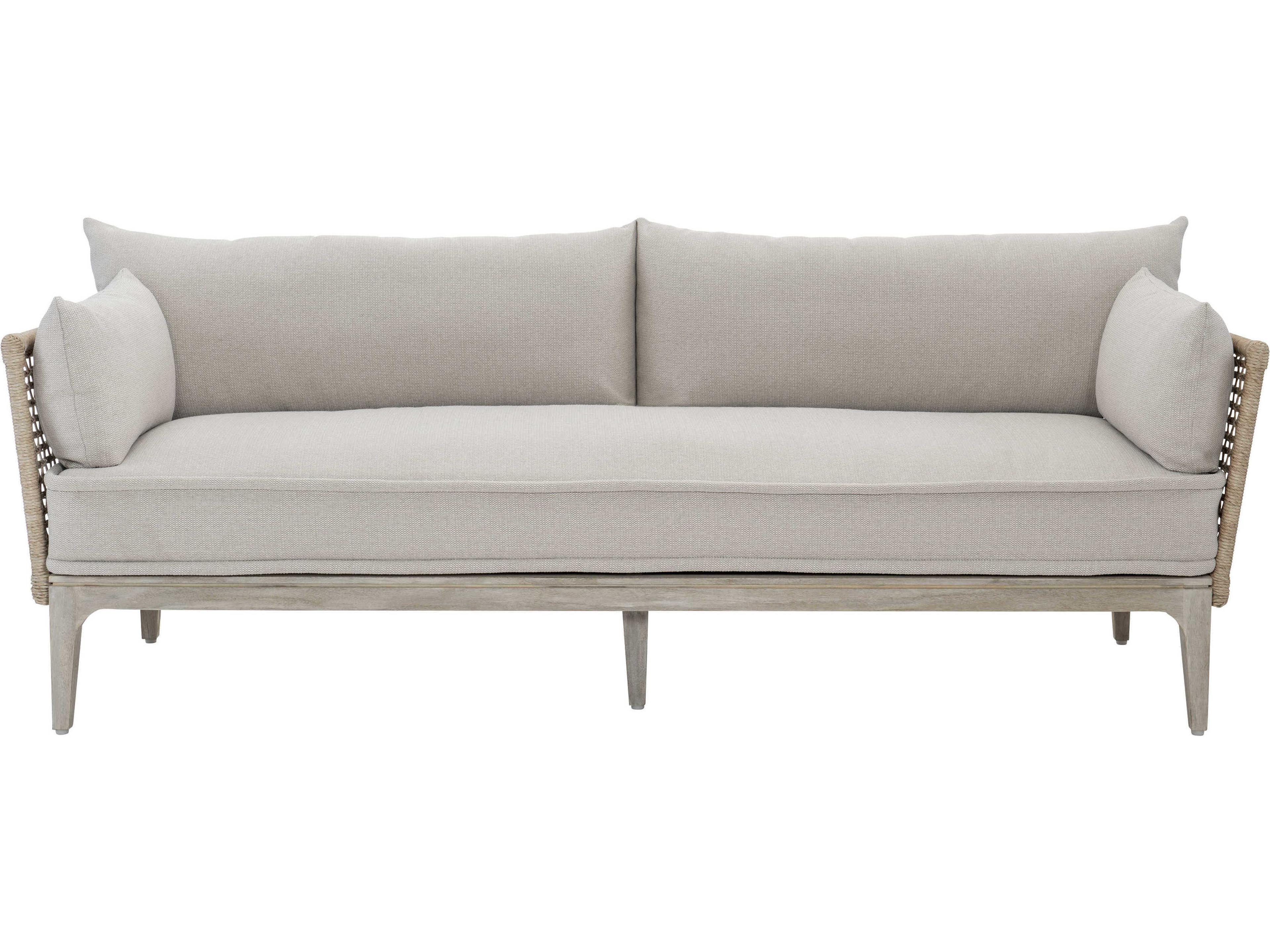 Bernhardt Exteriors Catalonia Nebbia, Brushed Stainless Steel Cushion Outdoor Sofa