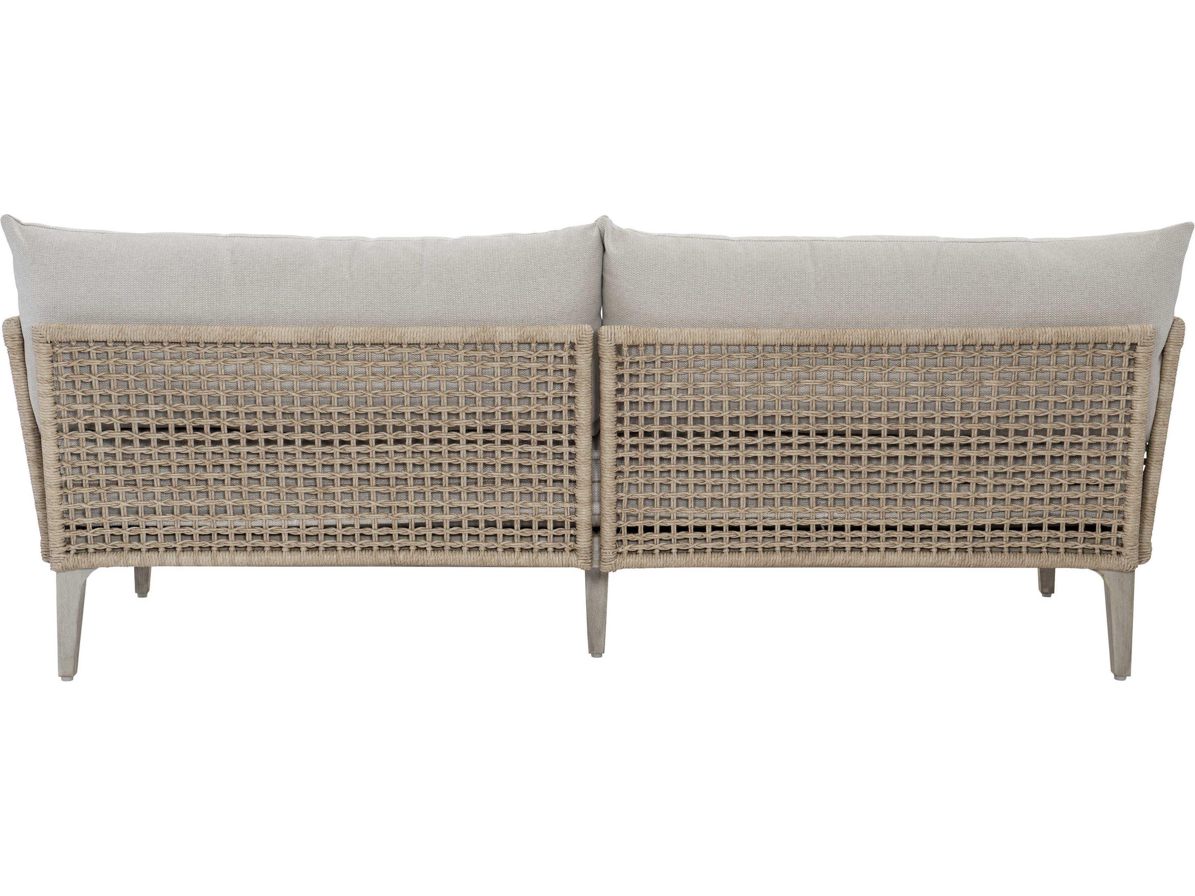 Bernhardt Exteriors Catalonia Nebbia, Brushed Stainless Steel Cushion Outdoor Sofa
