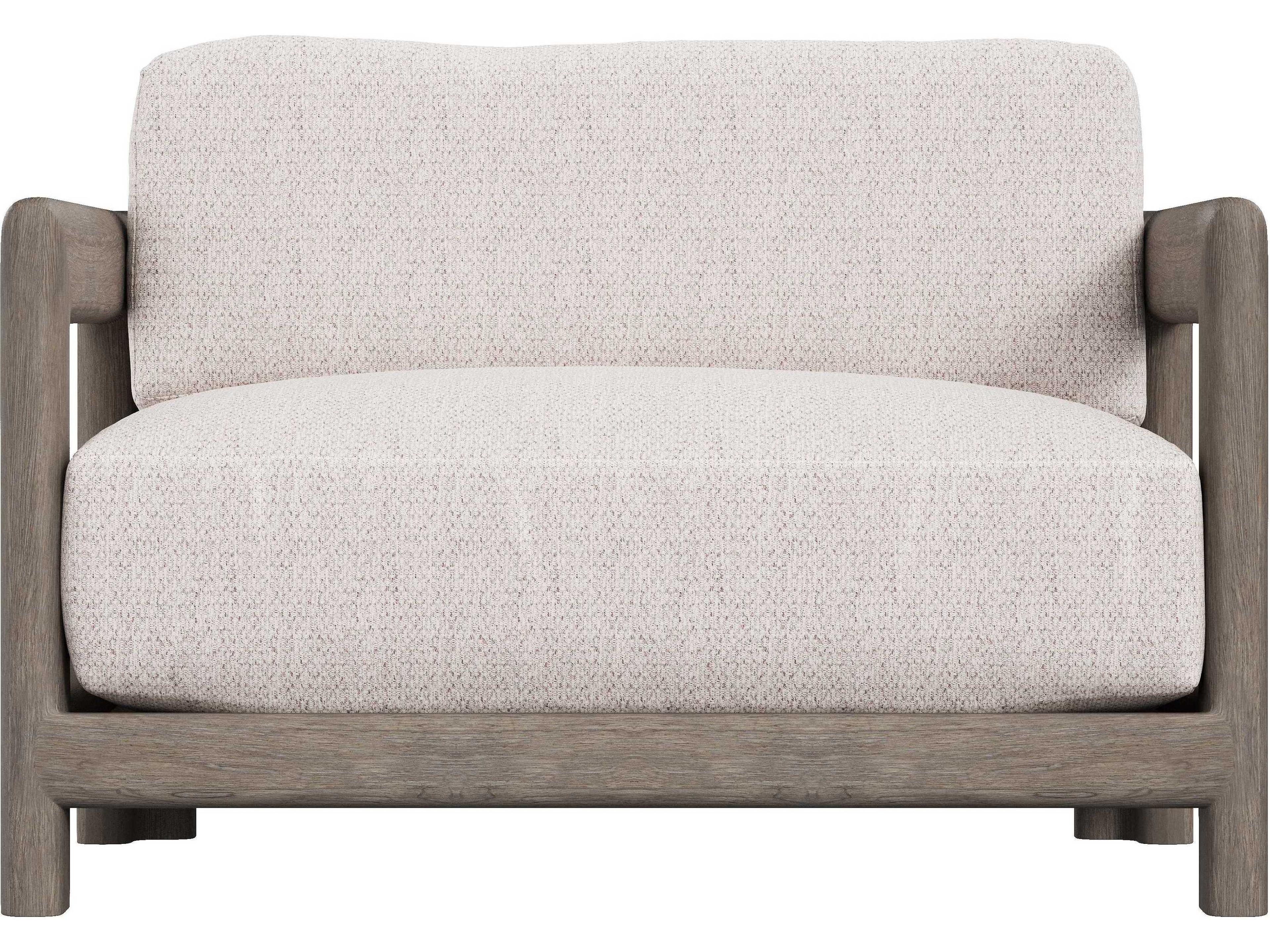 Bernhardt Exteriors Weathered Teak Montaigne 1/2 Outdoor Patio Lounge Chair with Cushion