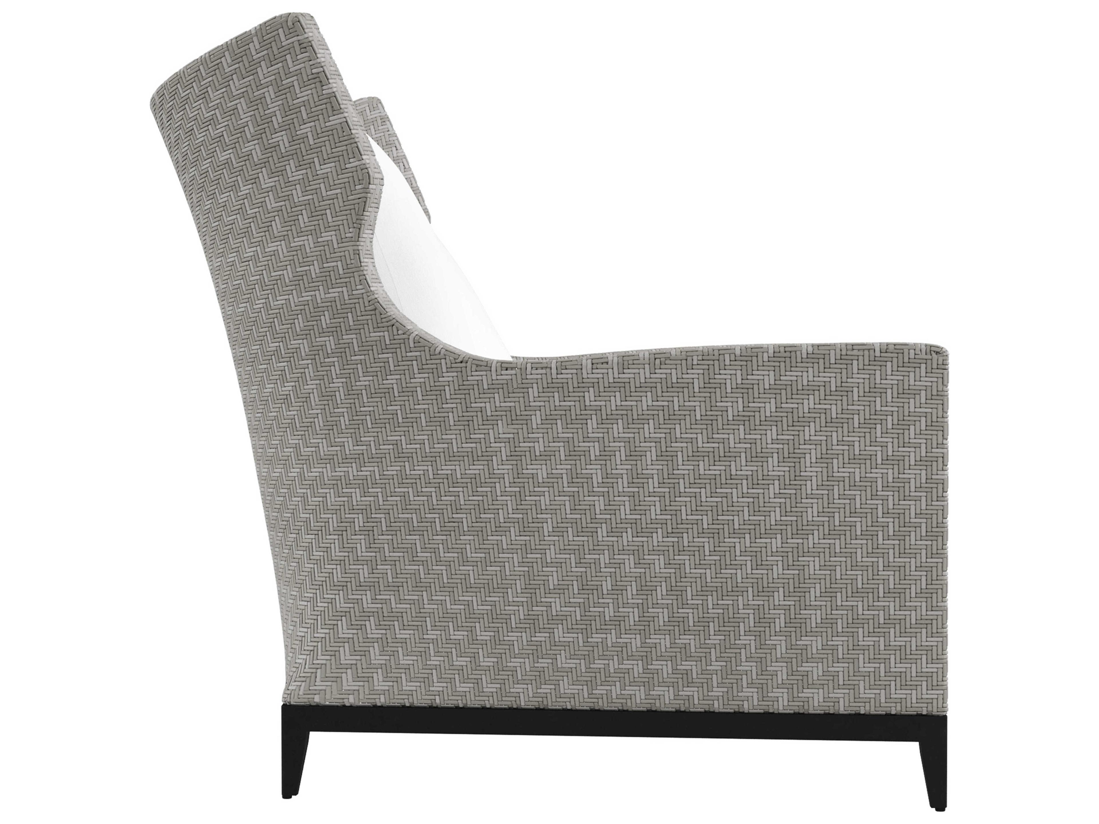 Bernhardt Exteriors Pewter Gray Aluminum Wicker Cushion Lounge Chair