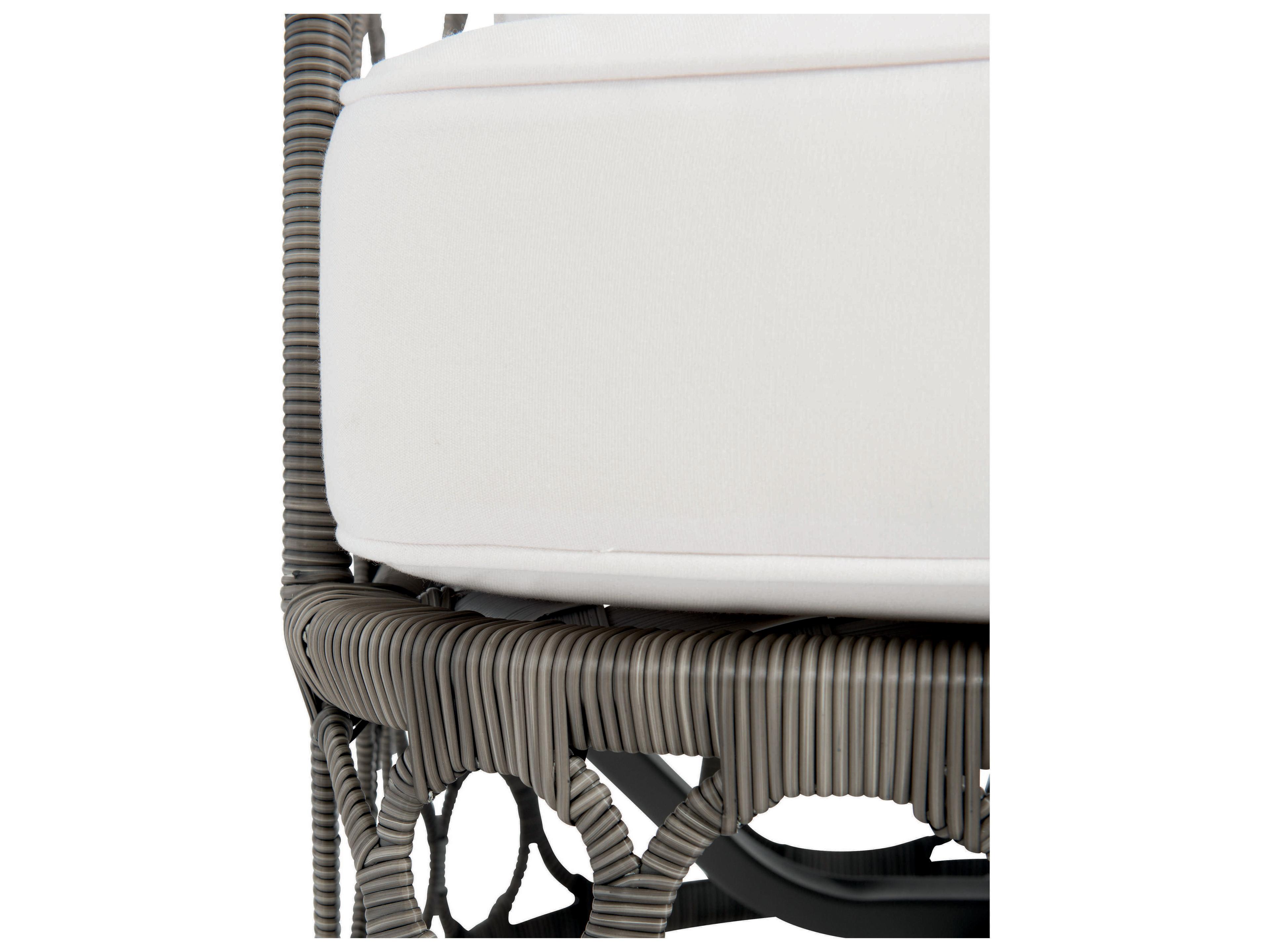 Bernhardt Exteriors Peppercorn Fabric Wicker Cushion Outdoor Patio Lounge Chair