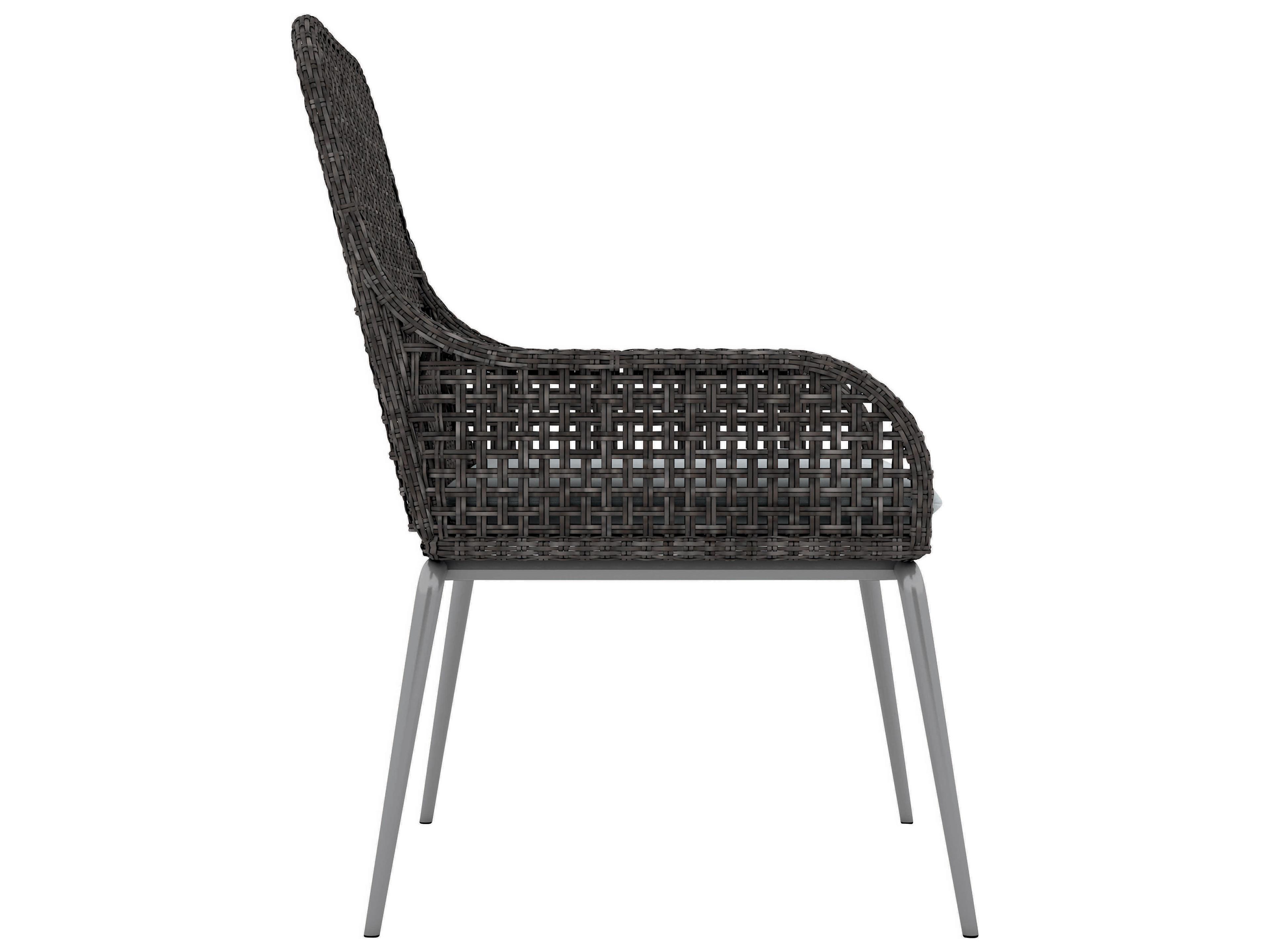 Bernhardt Exteriors Silver Mist / Pewter Gray Antilles Arm Patio Dining Chair with Cushion