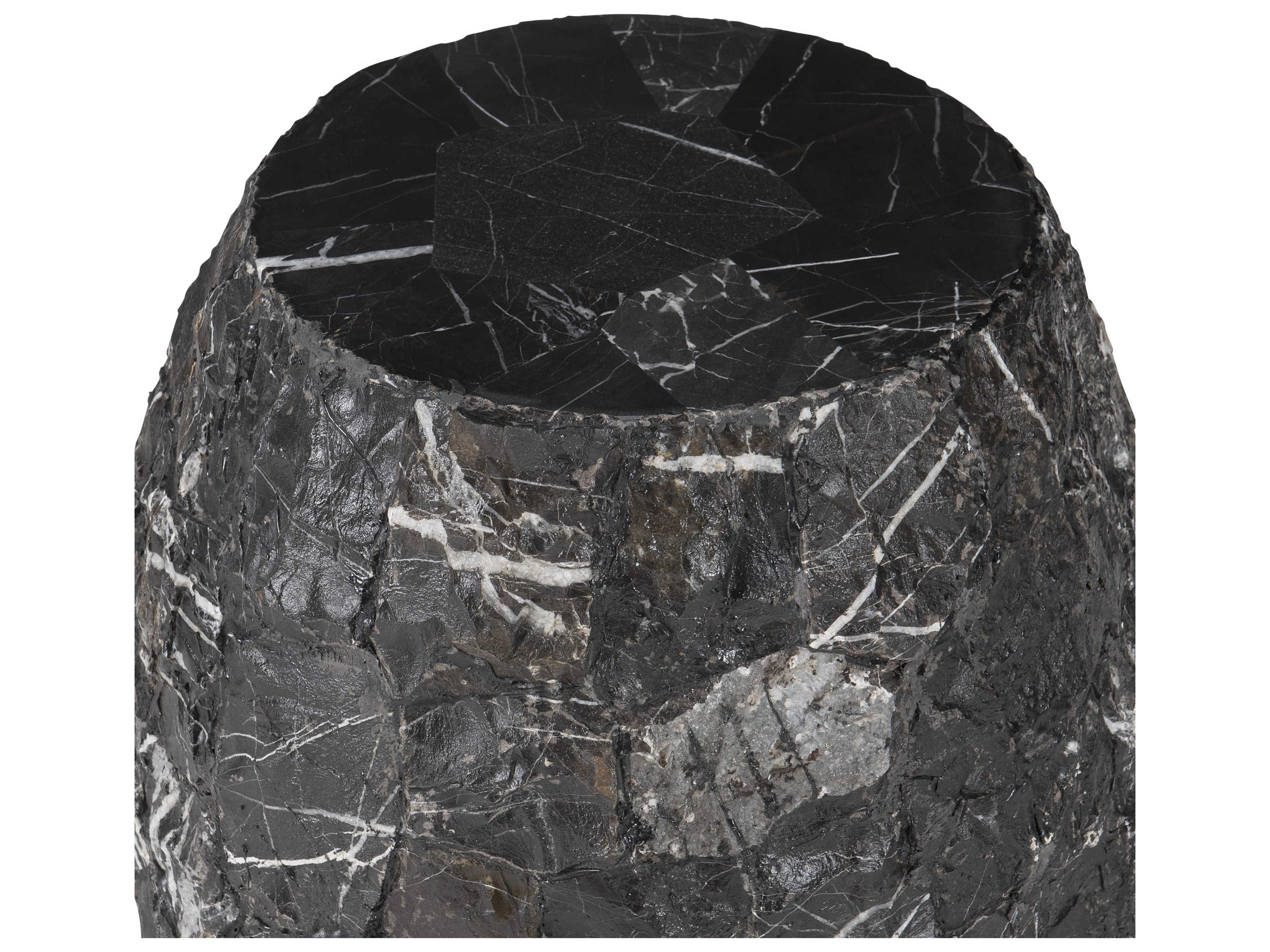 Bernhardt Exteriors Tambora Dark Gray / White Round Outdoor End Table