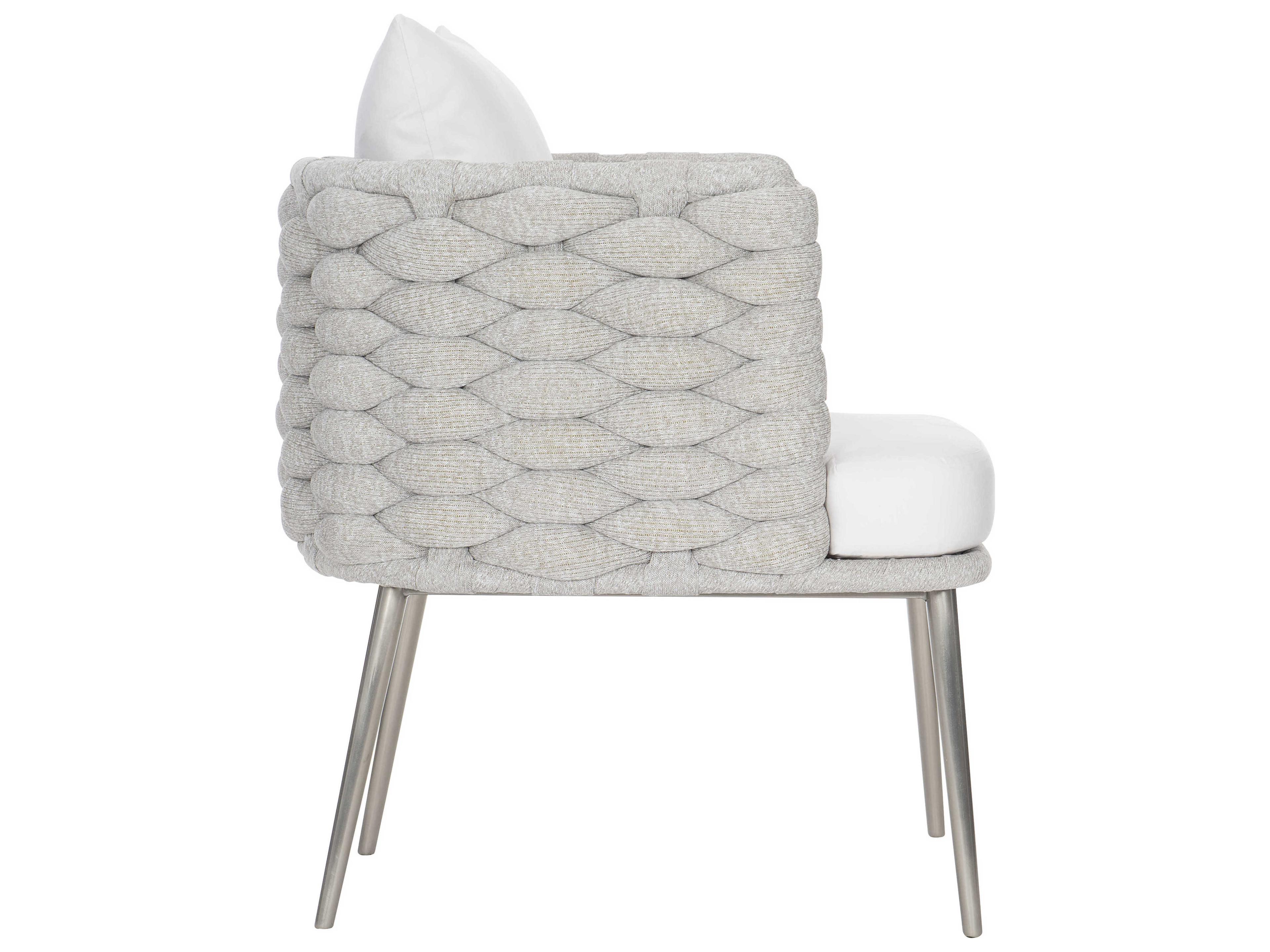 Bernhardt Exteriors Silver Mist Santa Cruz Arm Outdoor Dining Chair with Nordic Grey Cushion