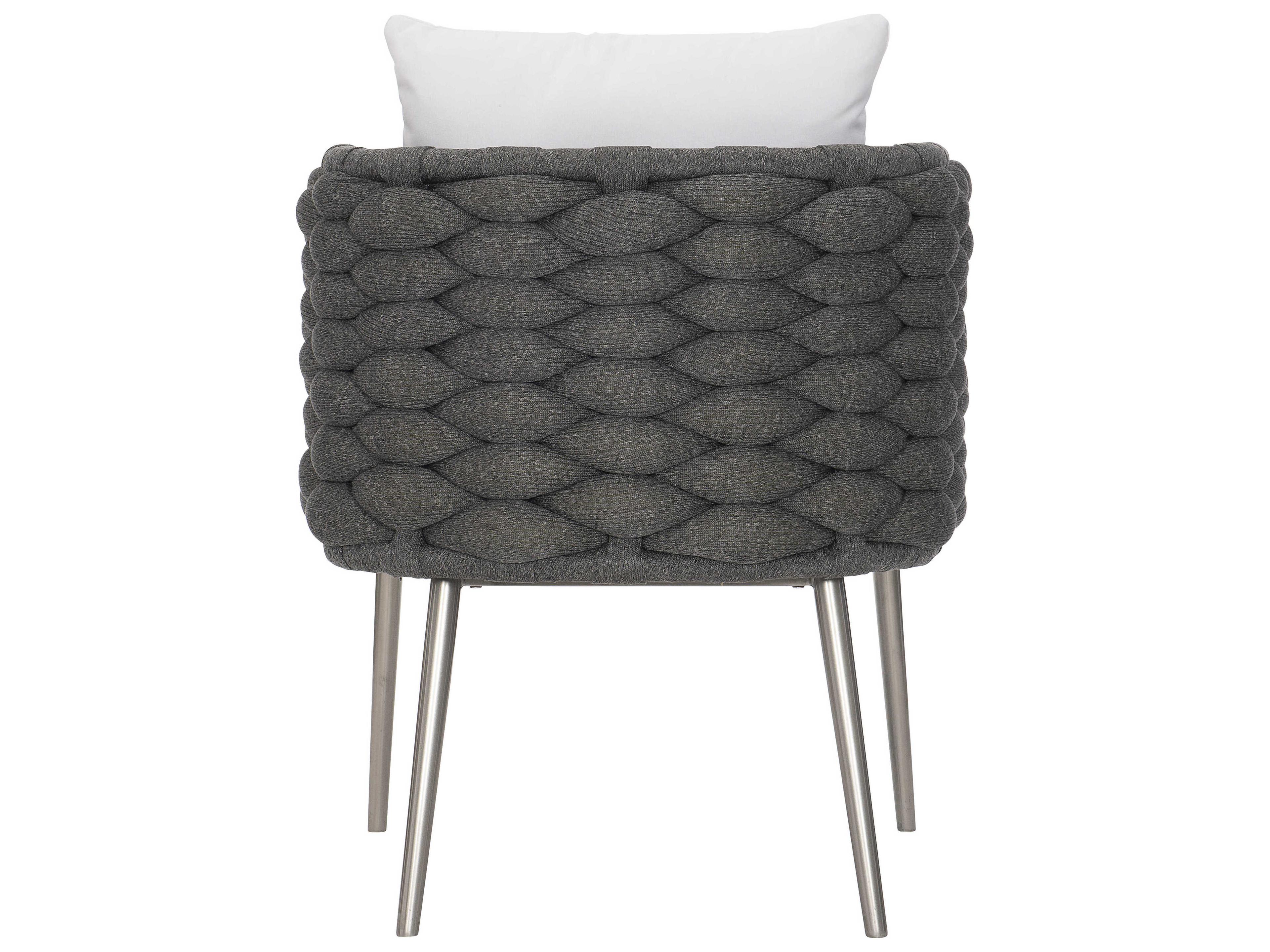 Bernhardt Exteriors Cadet Gray / Silver Mist Santa Cruz Arm Outdoor Patio Dining Chair with Cushion