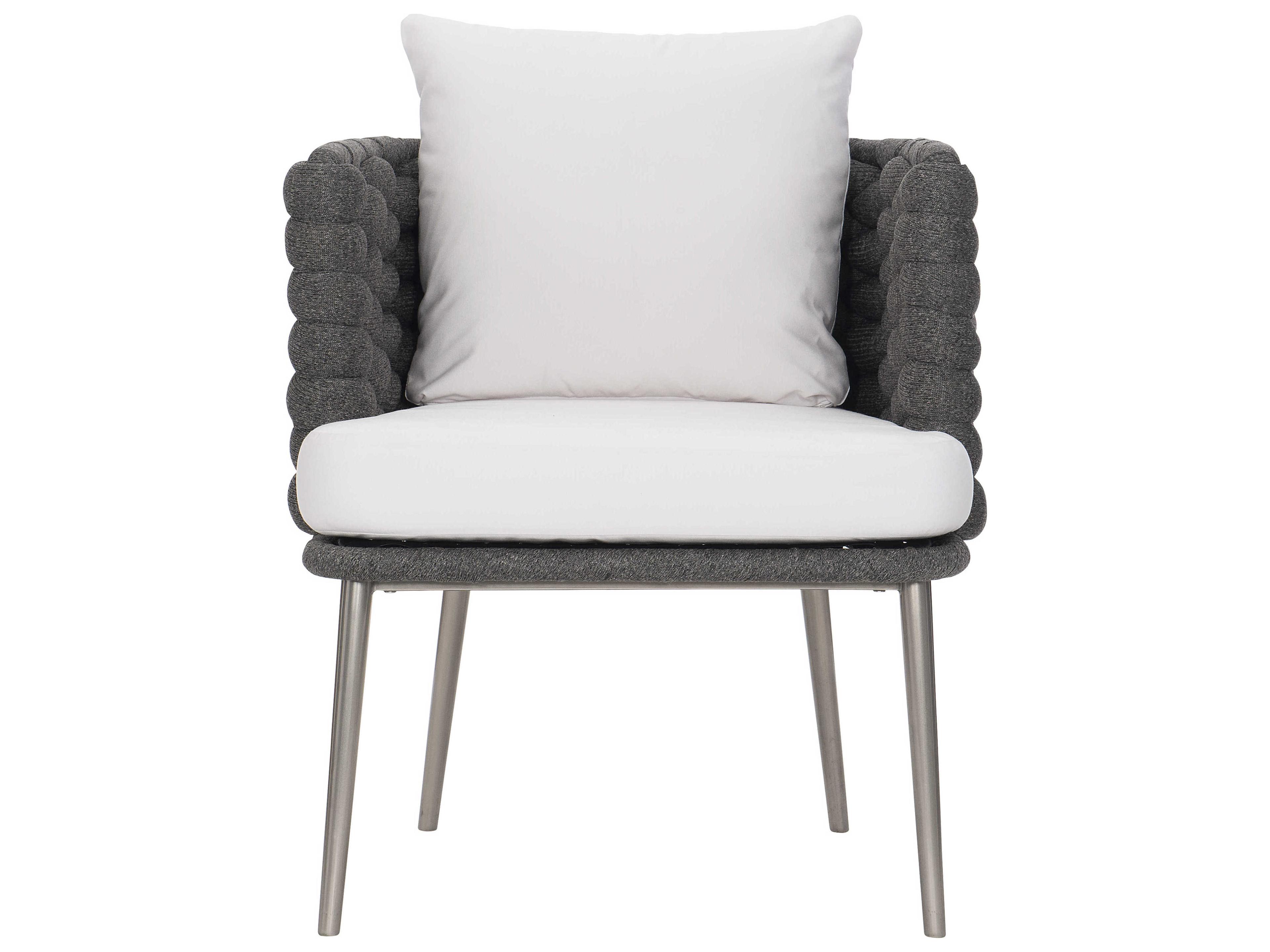 Bernhardt Exteriors Cadet Gray / Silver Mist Santa Cruz Arm Outdoor Patio Dining Chair with Cushion