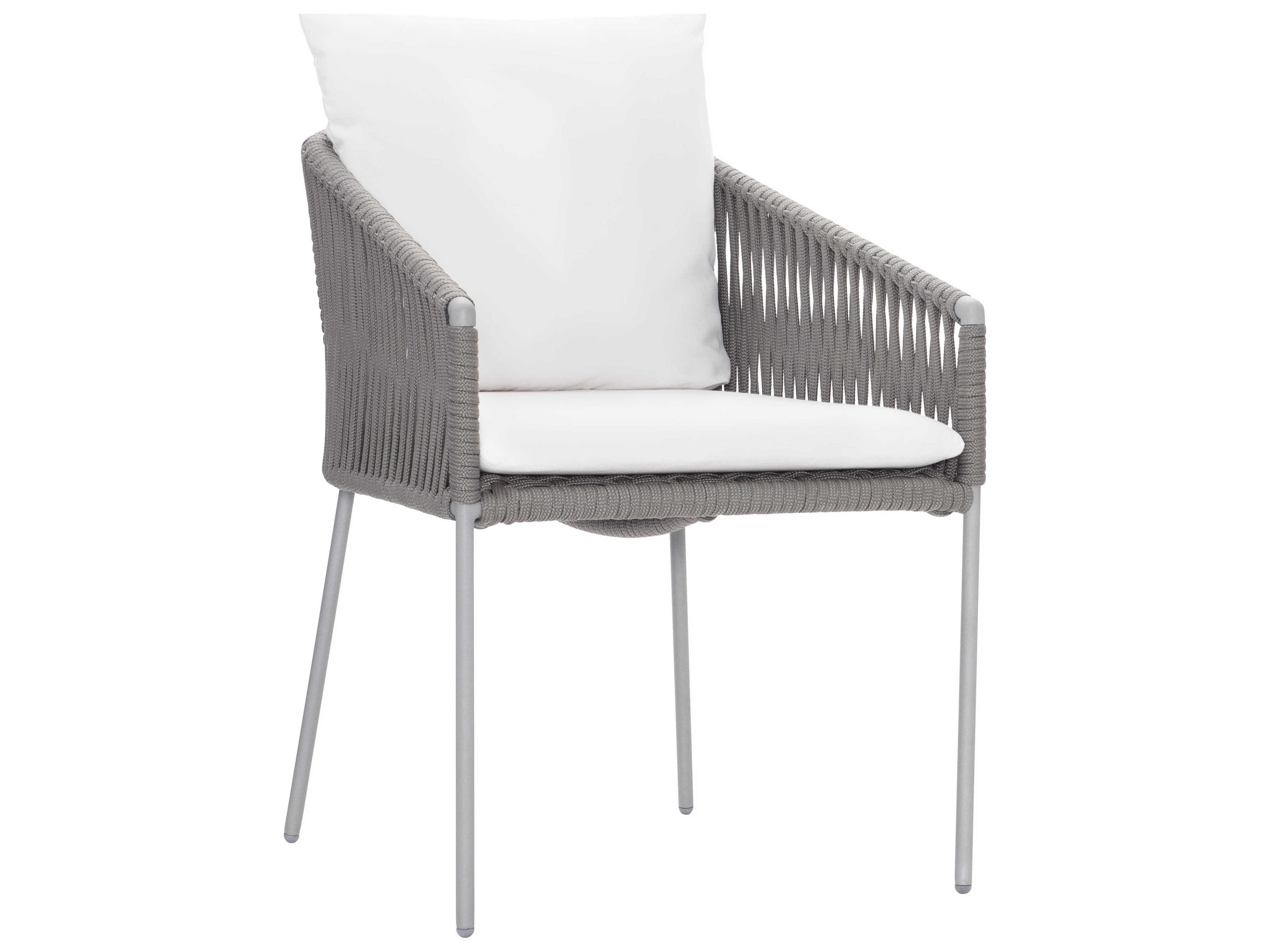 Slate Gray / Charcoal Mist Amalfi Arm Patio Dining Chair with Cushion