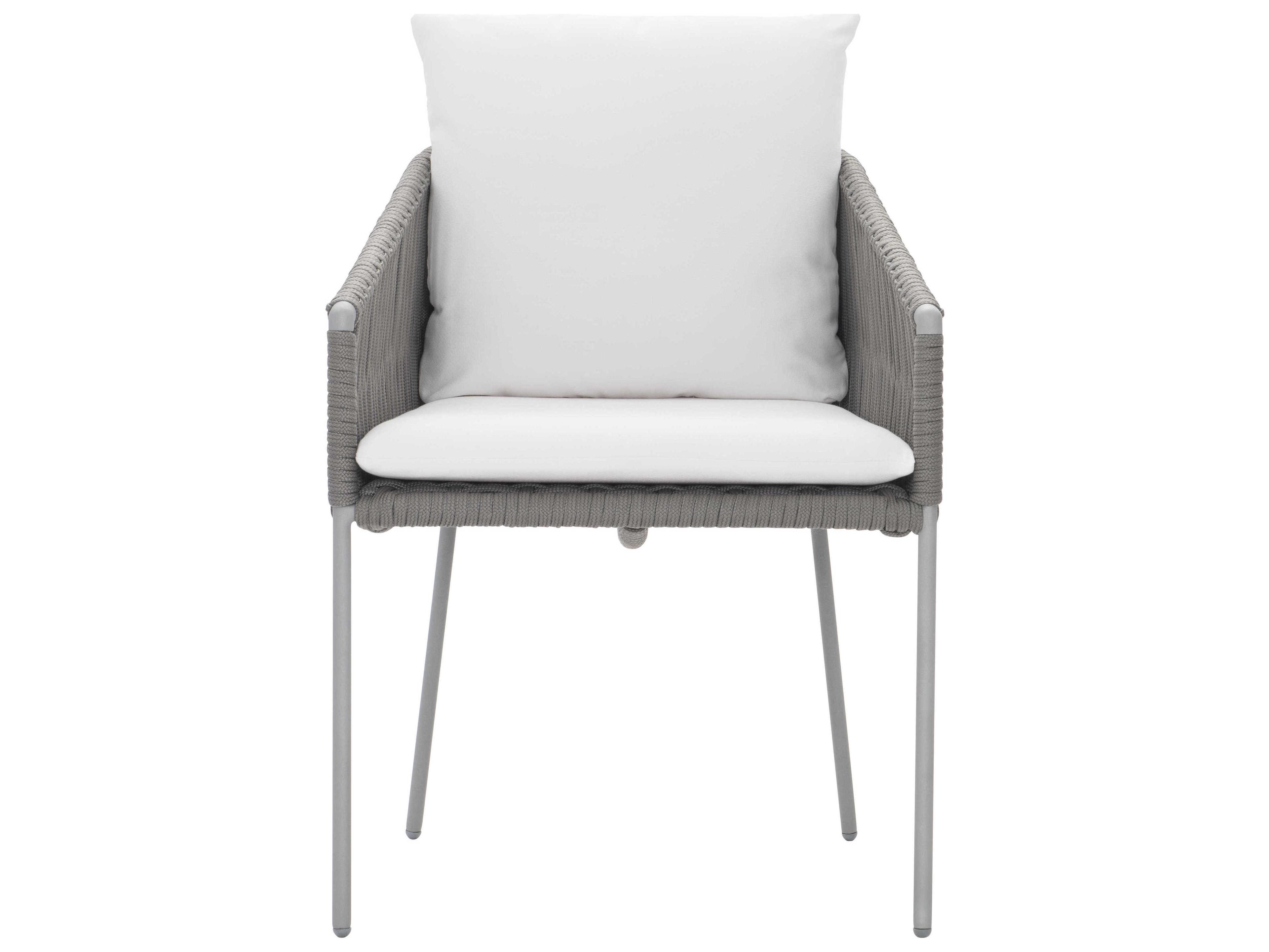 Bernhardt Exteriors Slate Gray / Charcoal Mist Amalfi Arm Patio Dining Chair with Cushion