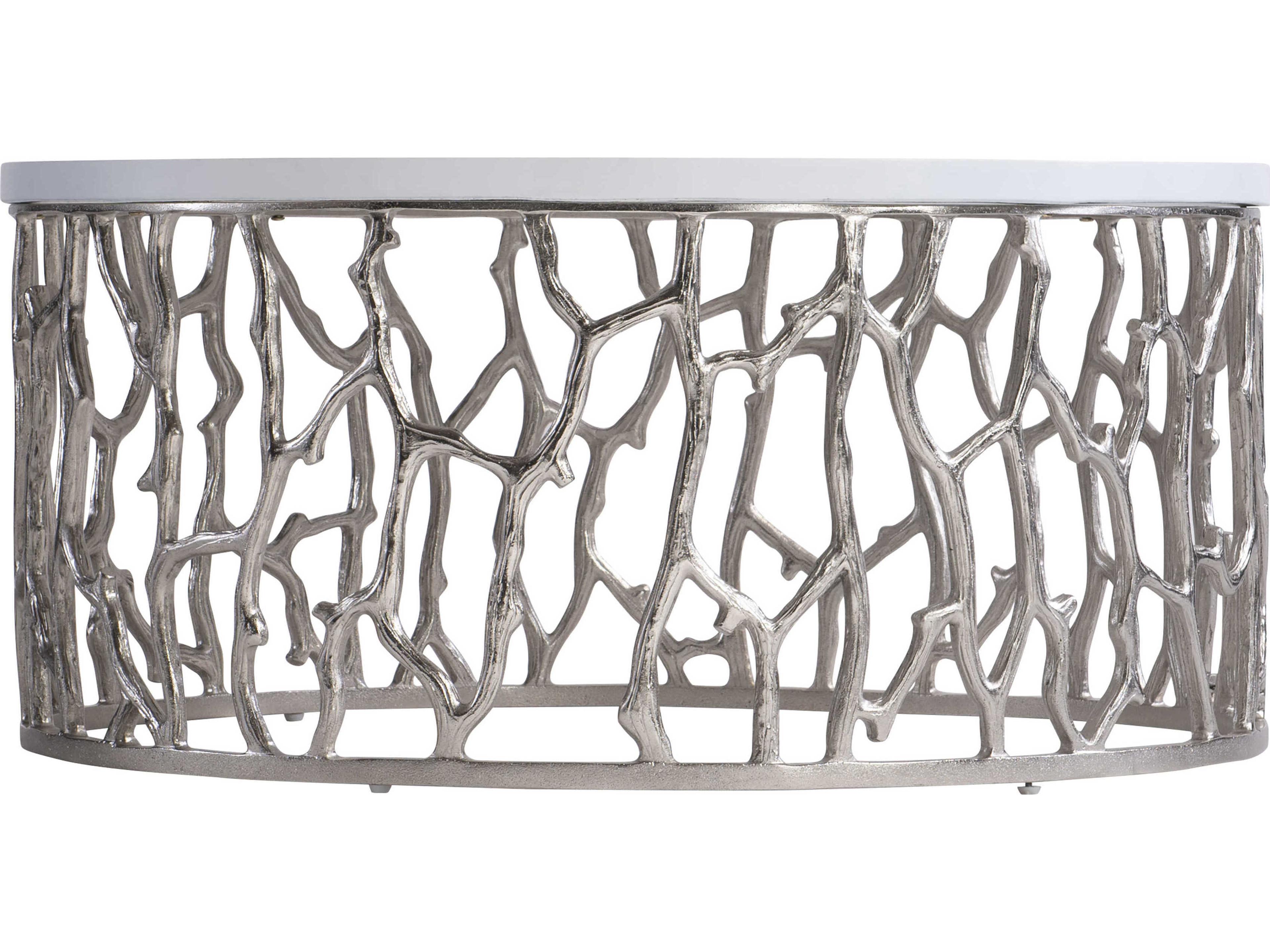 Bernhardt Exteriors Bone / Nickel Round Milos Patio Coffee Table