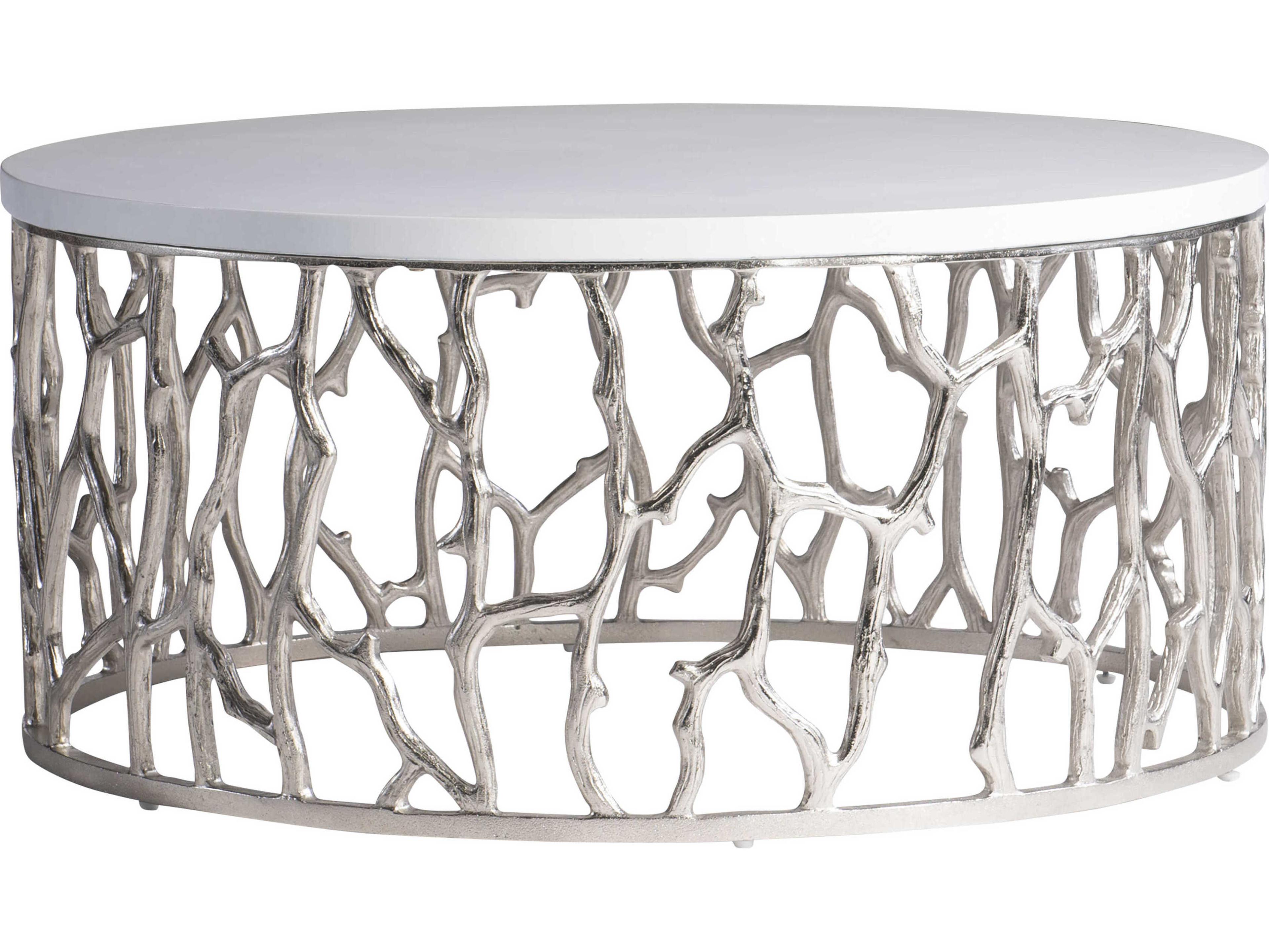 Bernhardt Exteriors Bone / Nickel Round Milos Patio Coffee Table