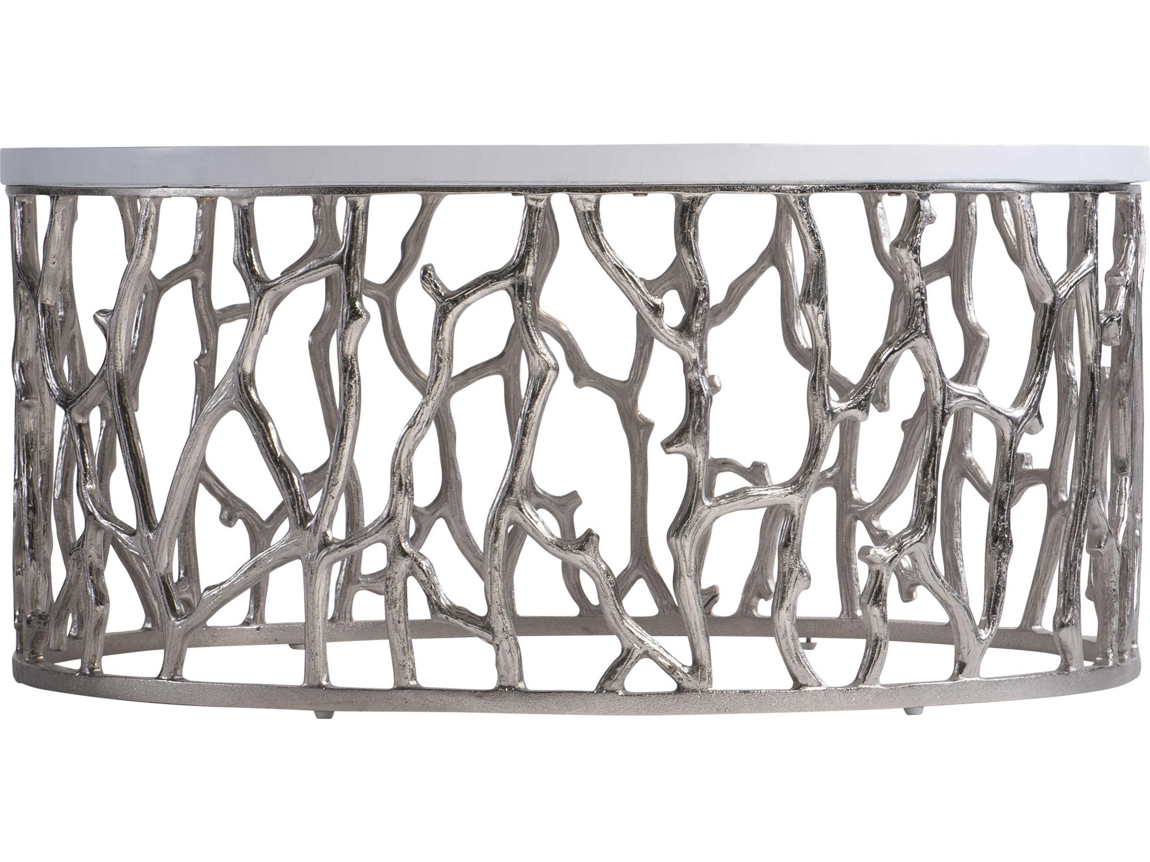 Bernhardt Exteriors Bone / Nickel Round Milos Patio Coffee Table