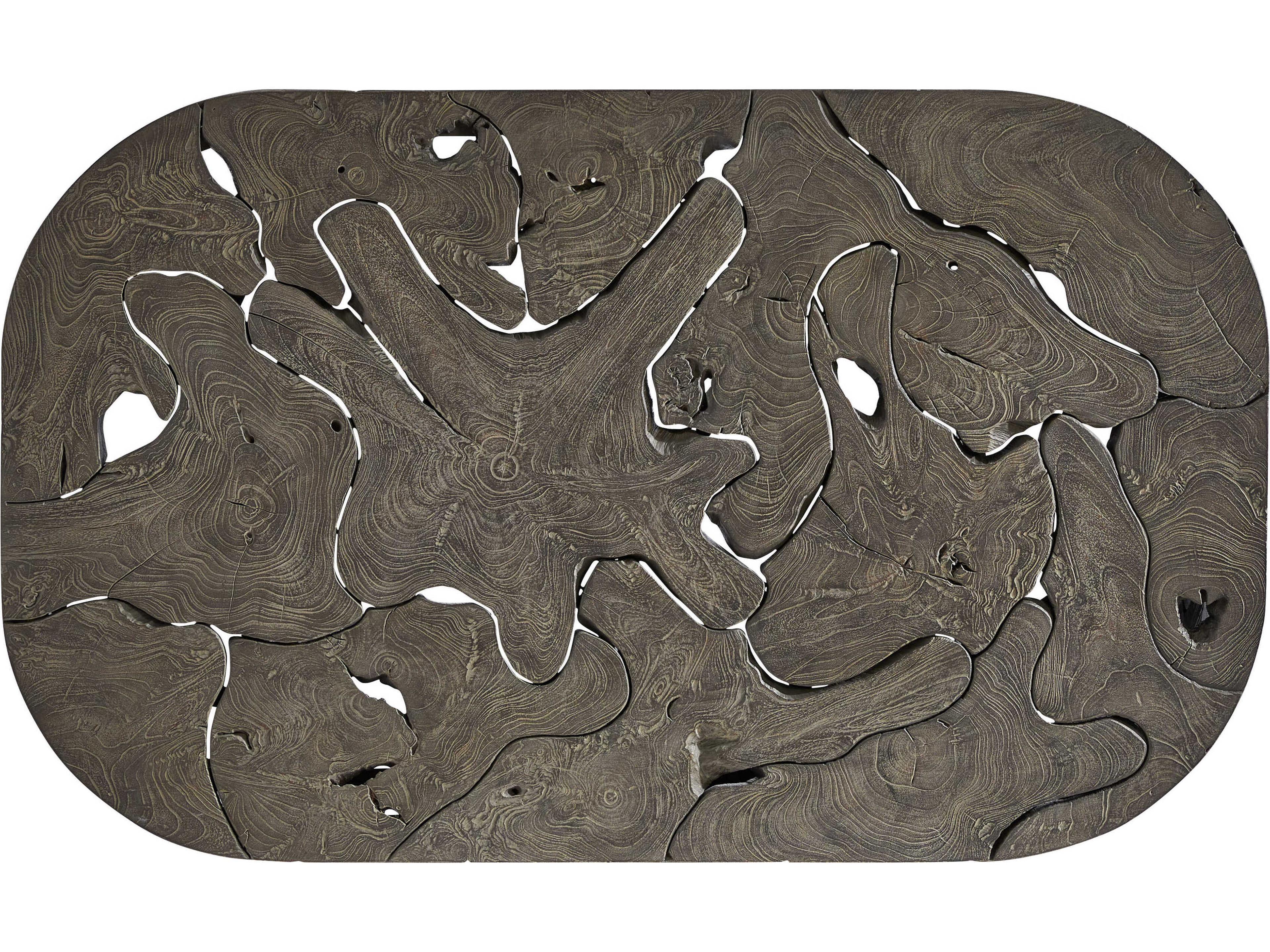 Bernhardt Exteriors Trinidad Smoked Truffle Wood Oval Outdoor Patio Coffee Table