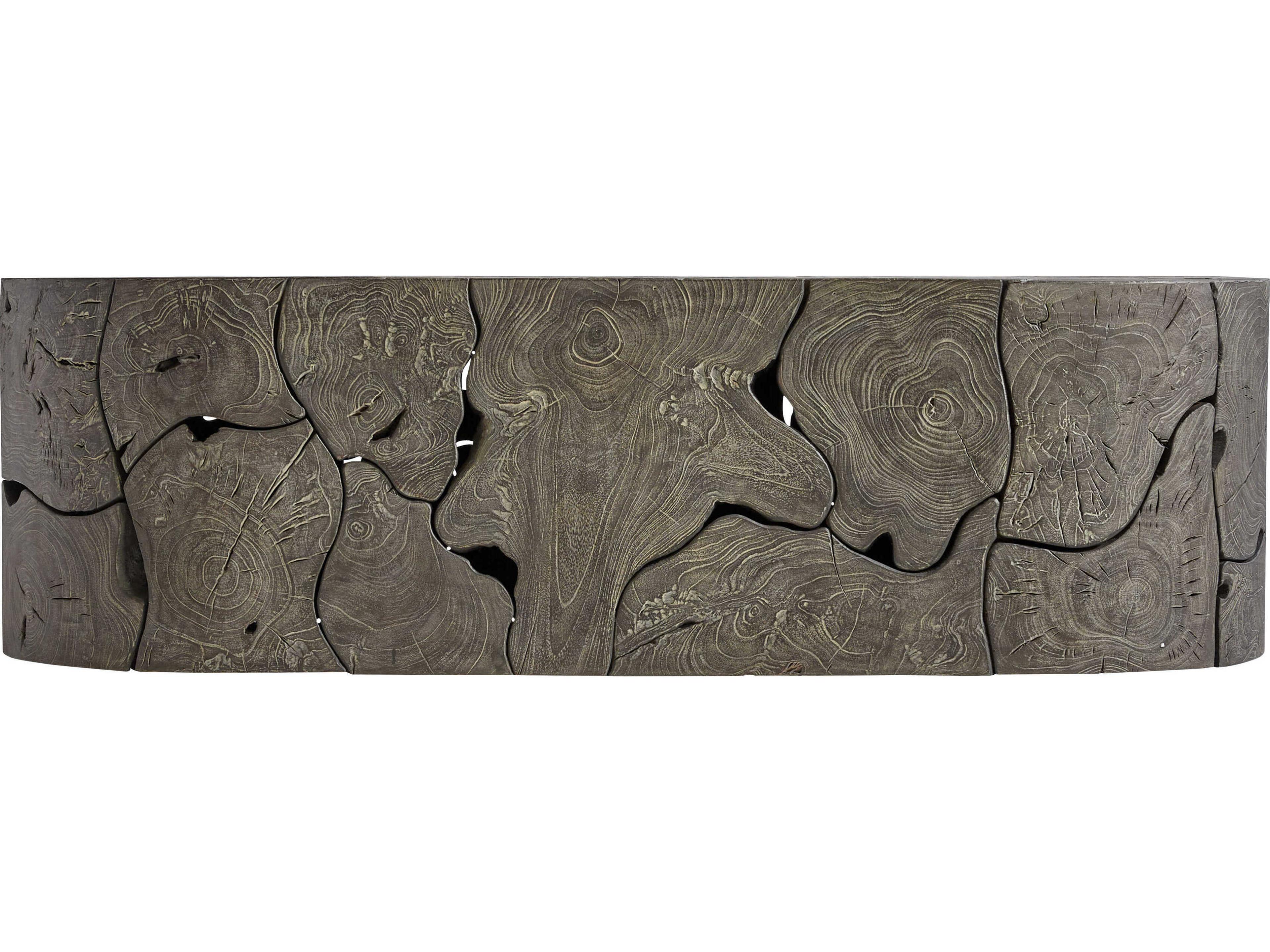 Bernhardt Exteriors Trinidad Smoked Truffle Wood Oval Outdoor Patio Coffee Table