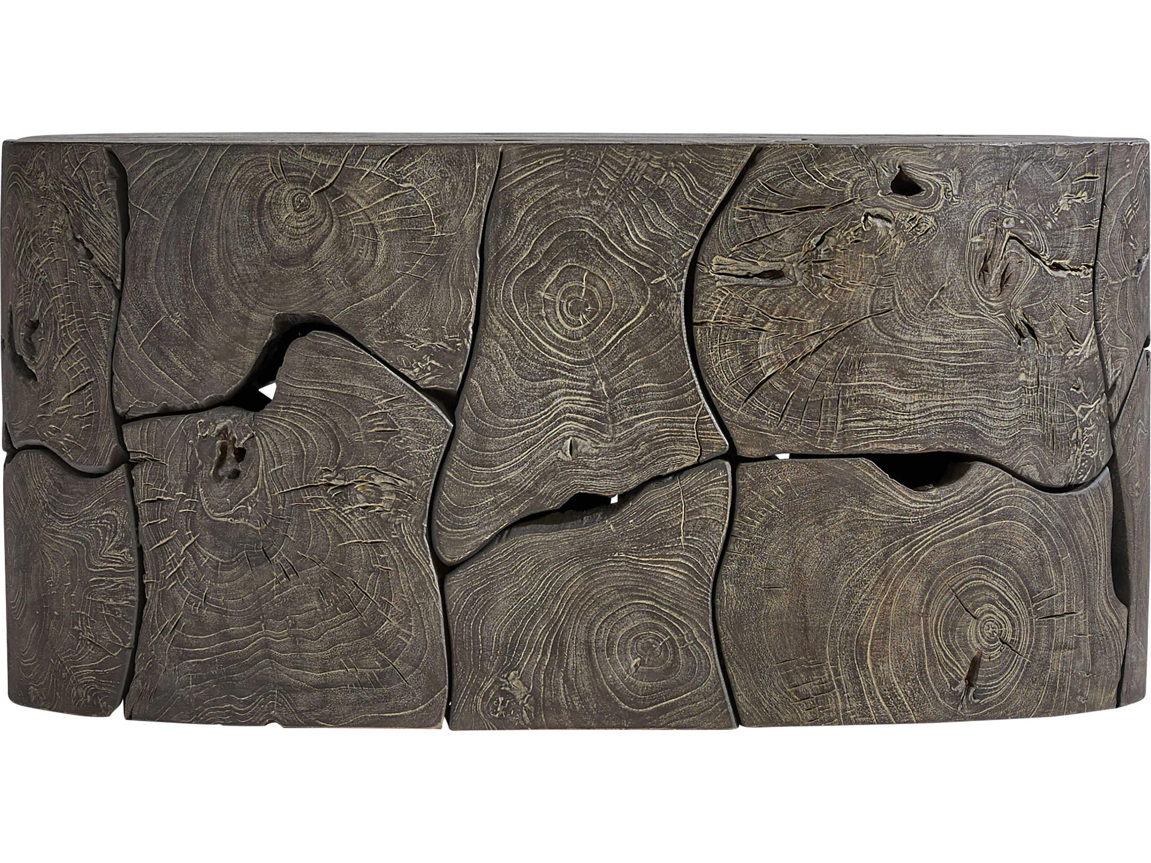 Bernhardt Exteriors Trinidad Smoked Truffle Wood Oval Outdoor Patio Coffee Table