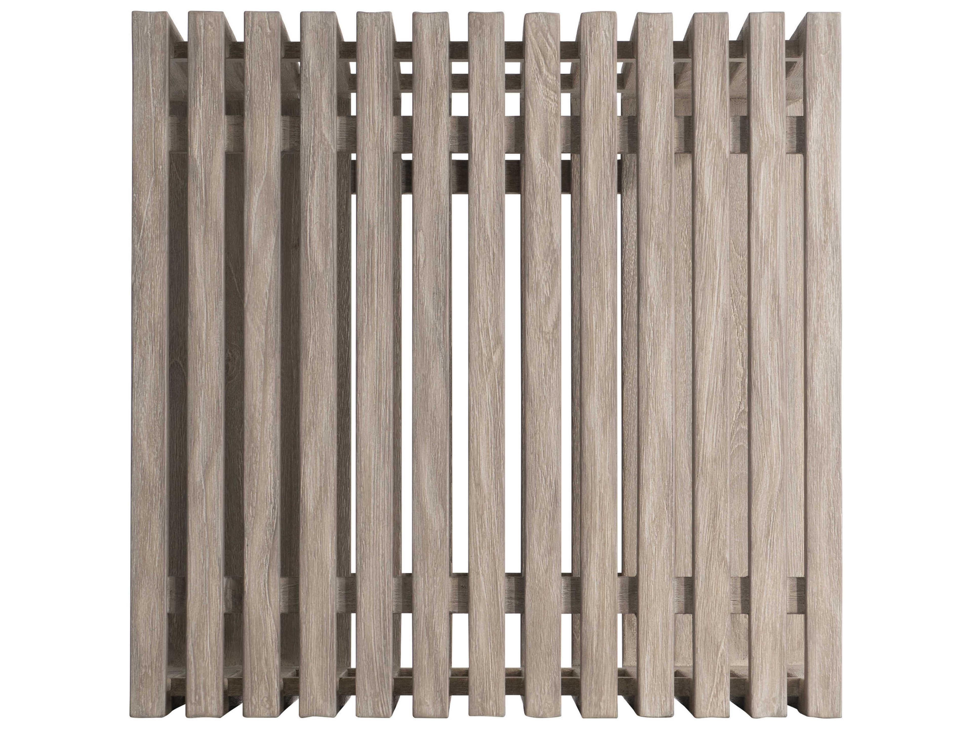 Bernhardt Exteriors Kingston Sea Oat Gun Metal Wood Square Outdoor Patio End Table