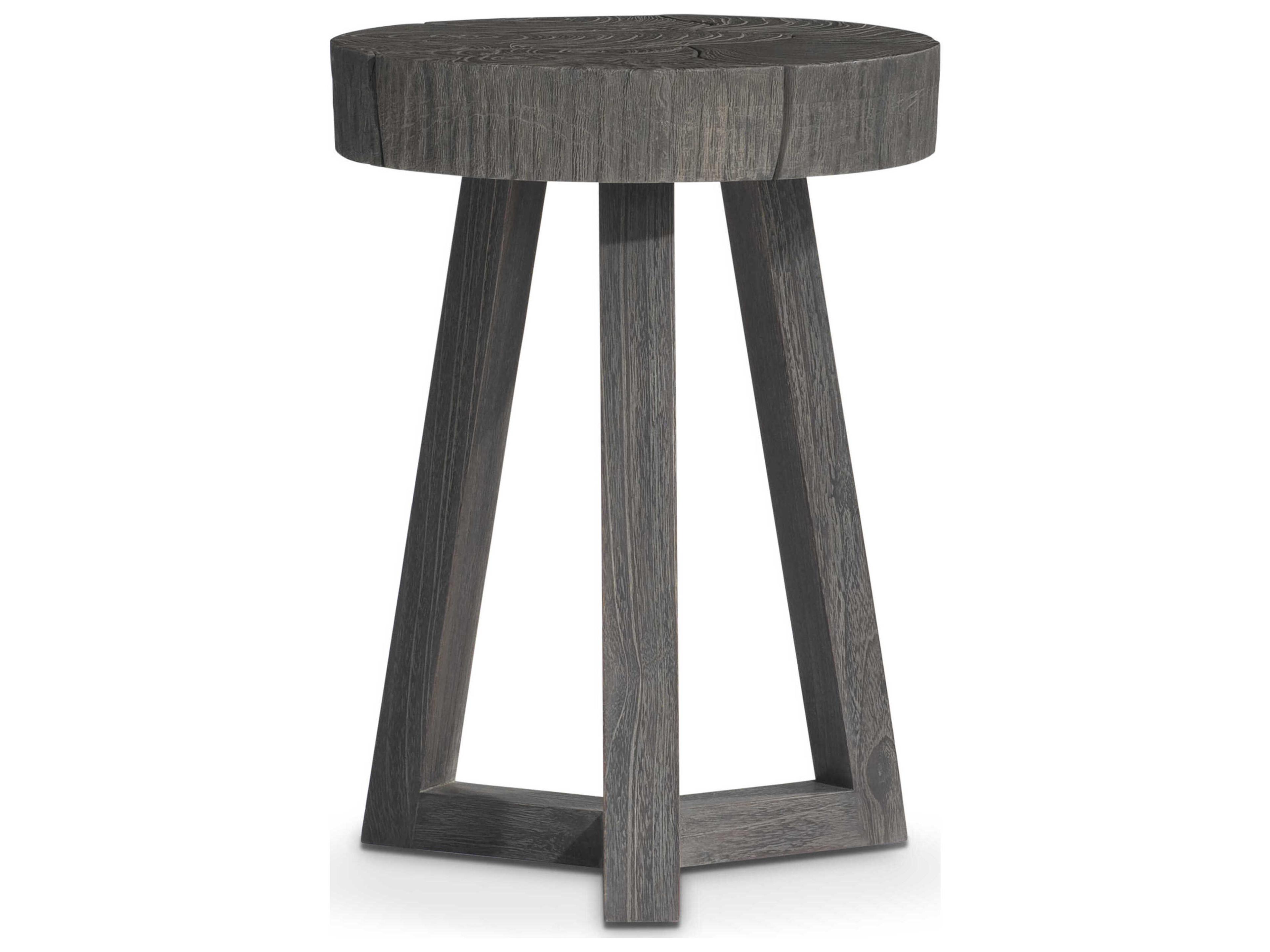 Bernhardt Exteriors Kaya Smoked Truffle Wood Round Patio End Table