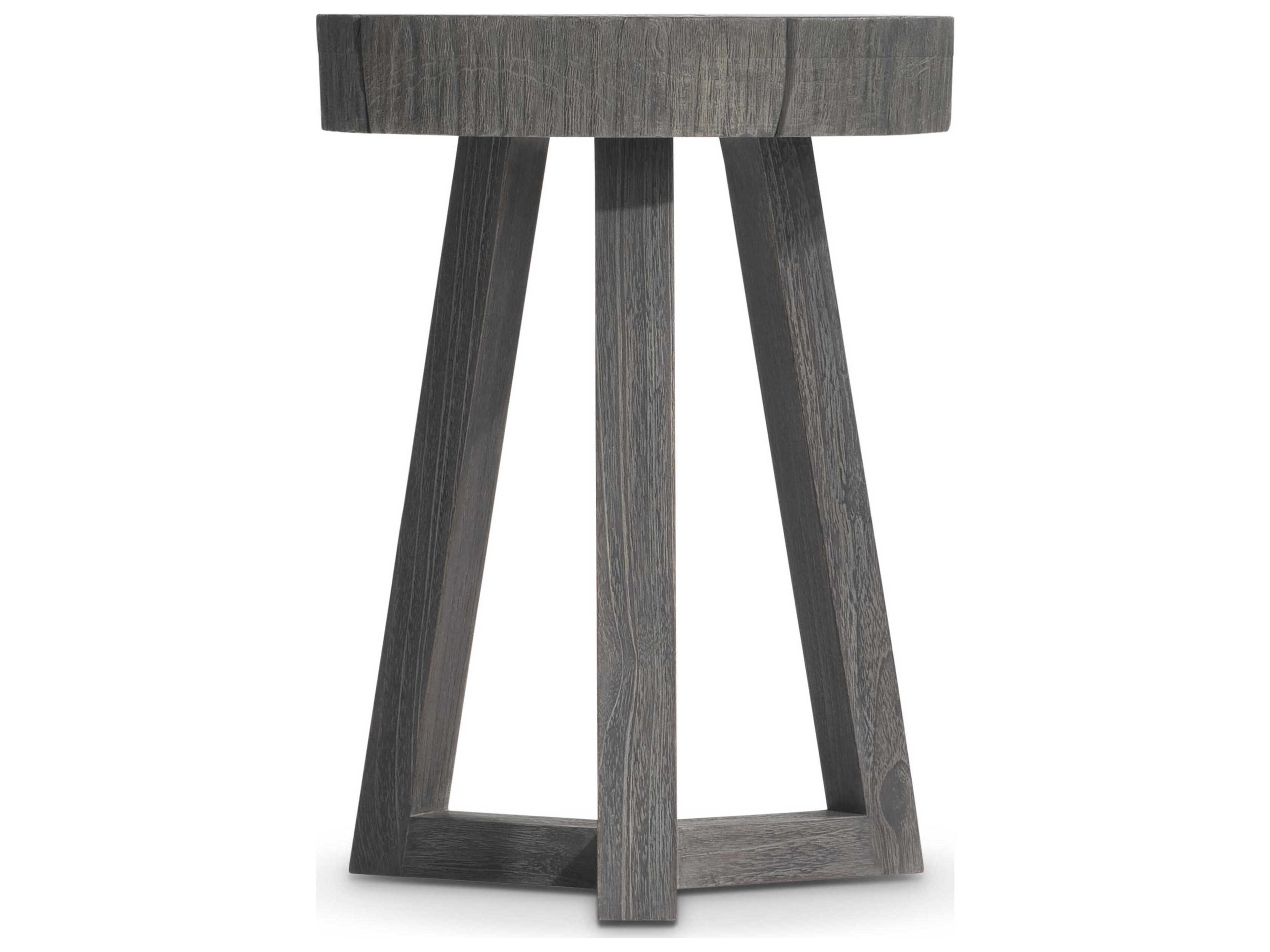 Bernhardt Exteriors Kaya Smoked Truffle Wood Round Patio End Table