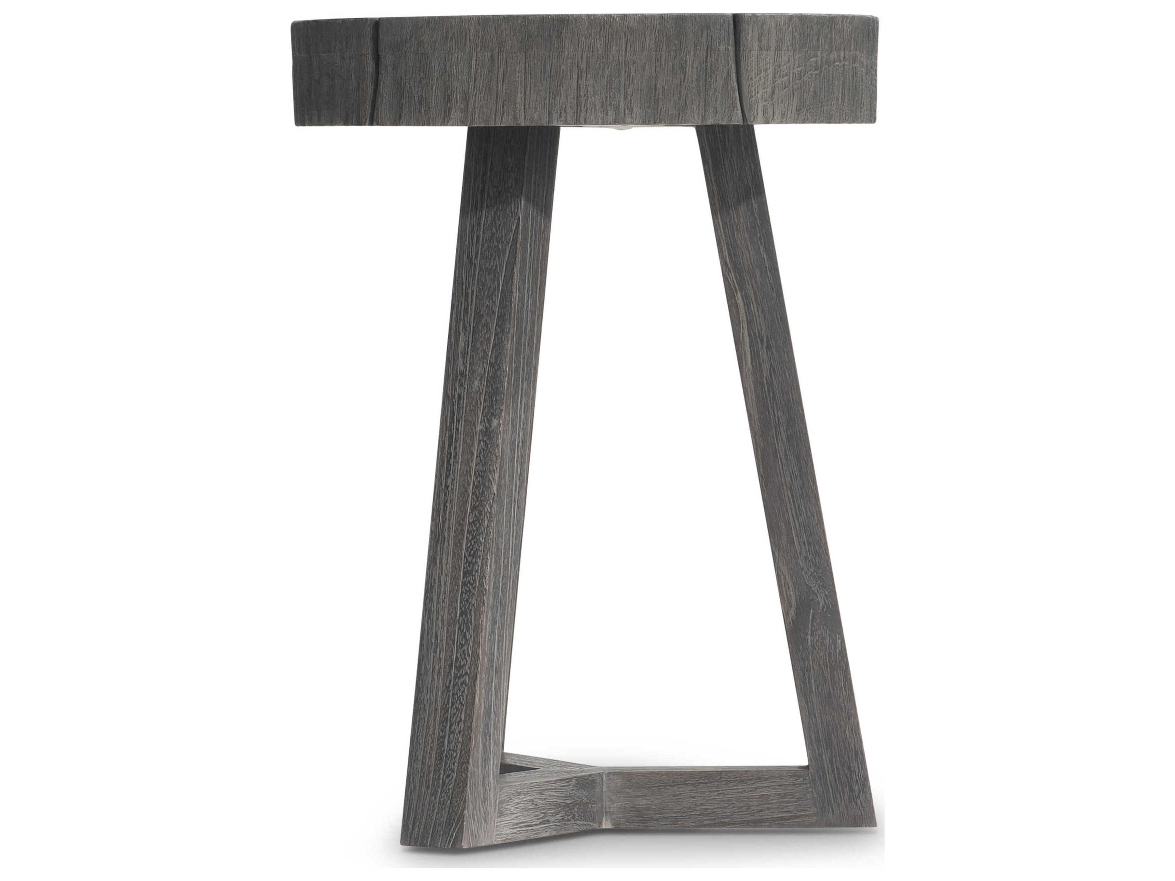 Bernhardt Exteriors Kaya Smoked Truffle Wood Round Patio End Table