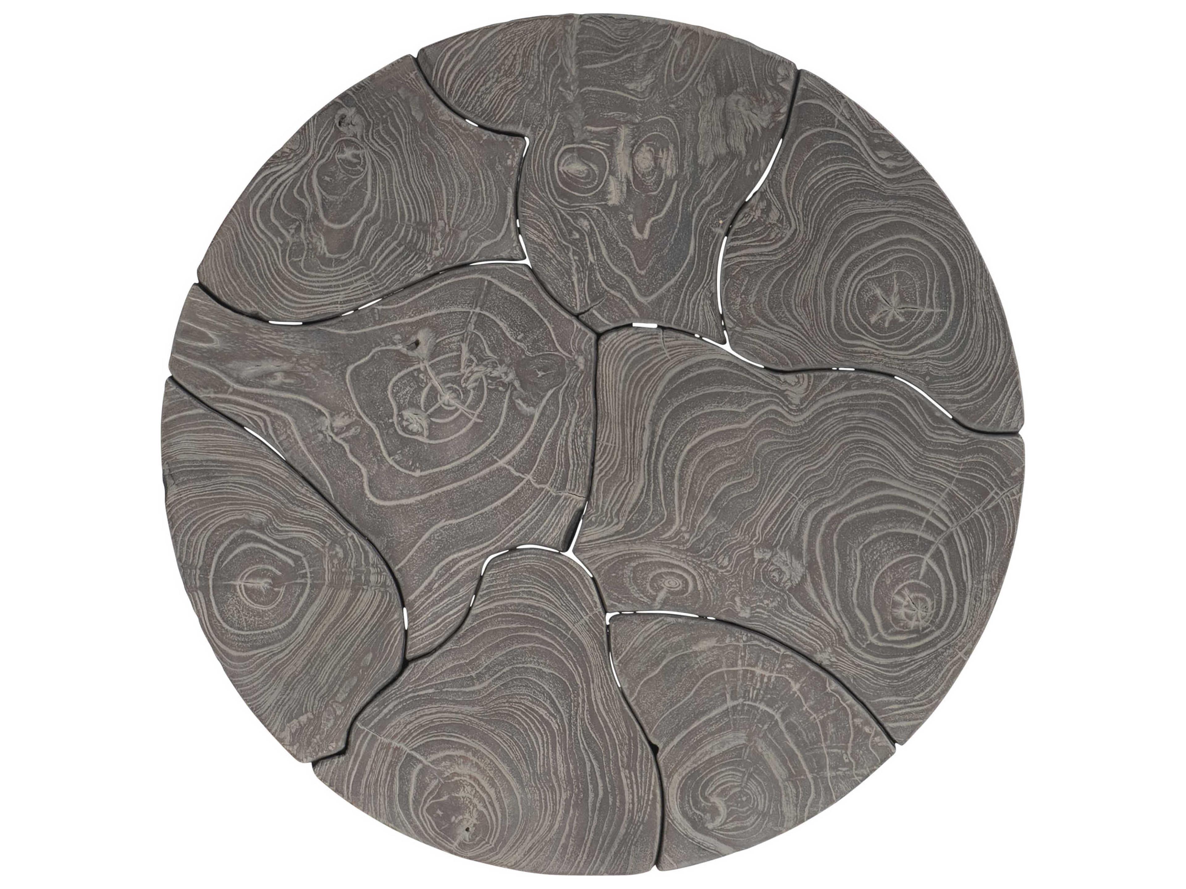 Bernhardt Exteriors Kaya Smoked Truffle Wood Round Outdoor End Table