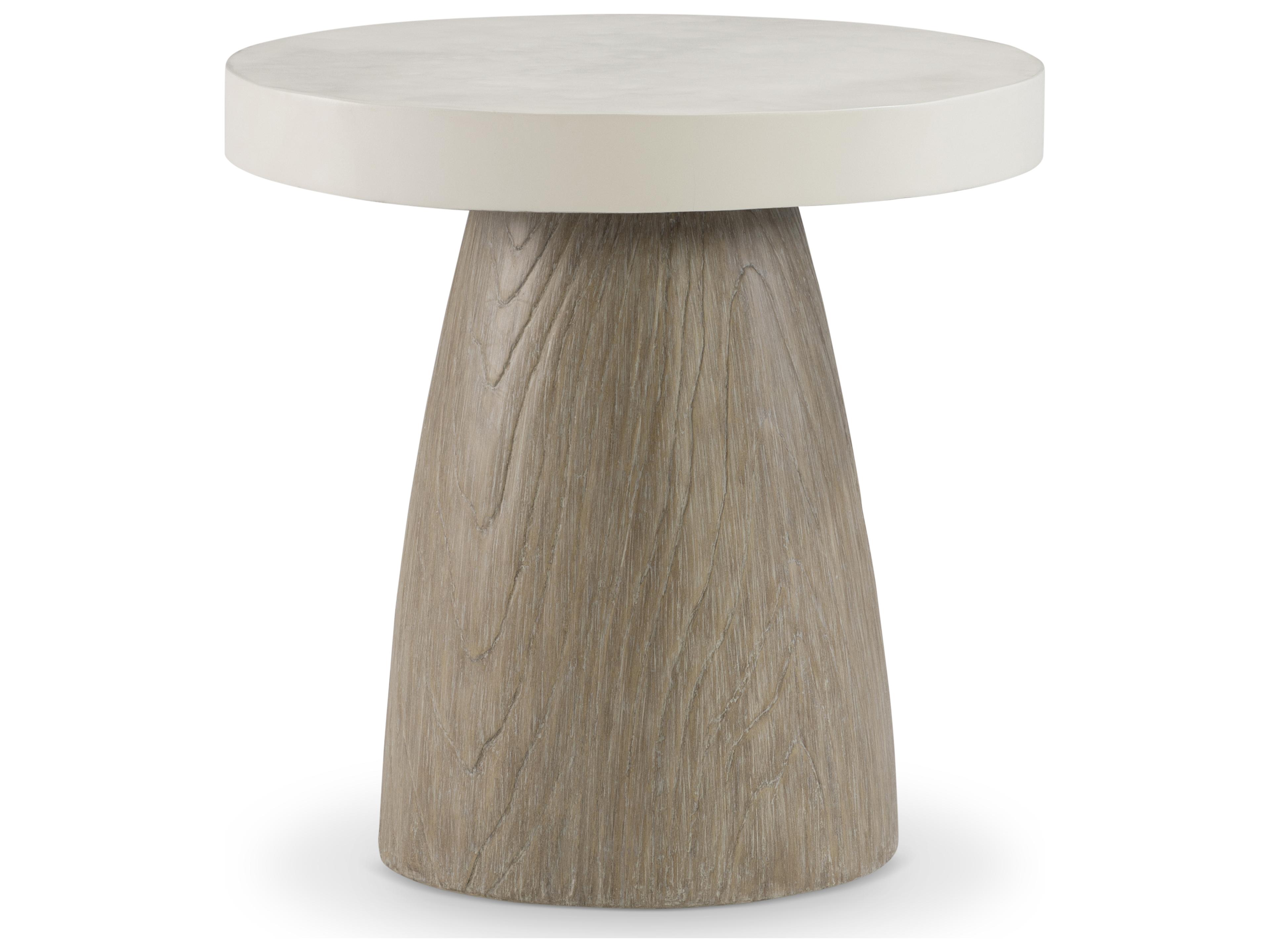 Granville White Concrete Round End Table