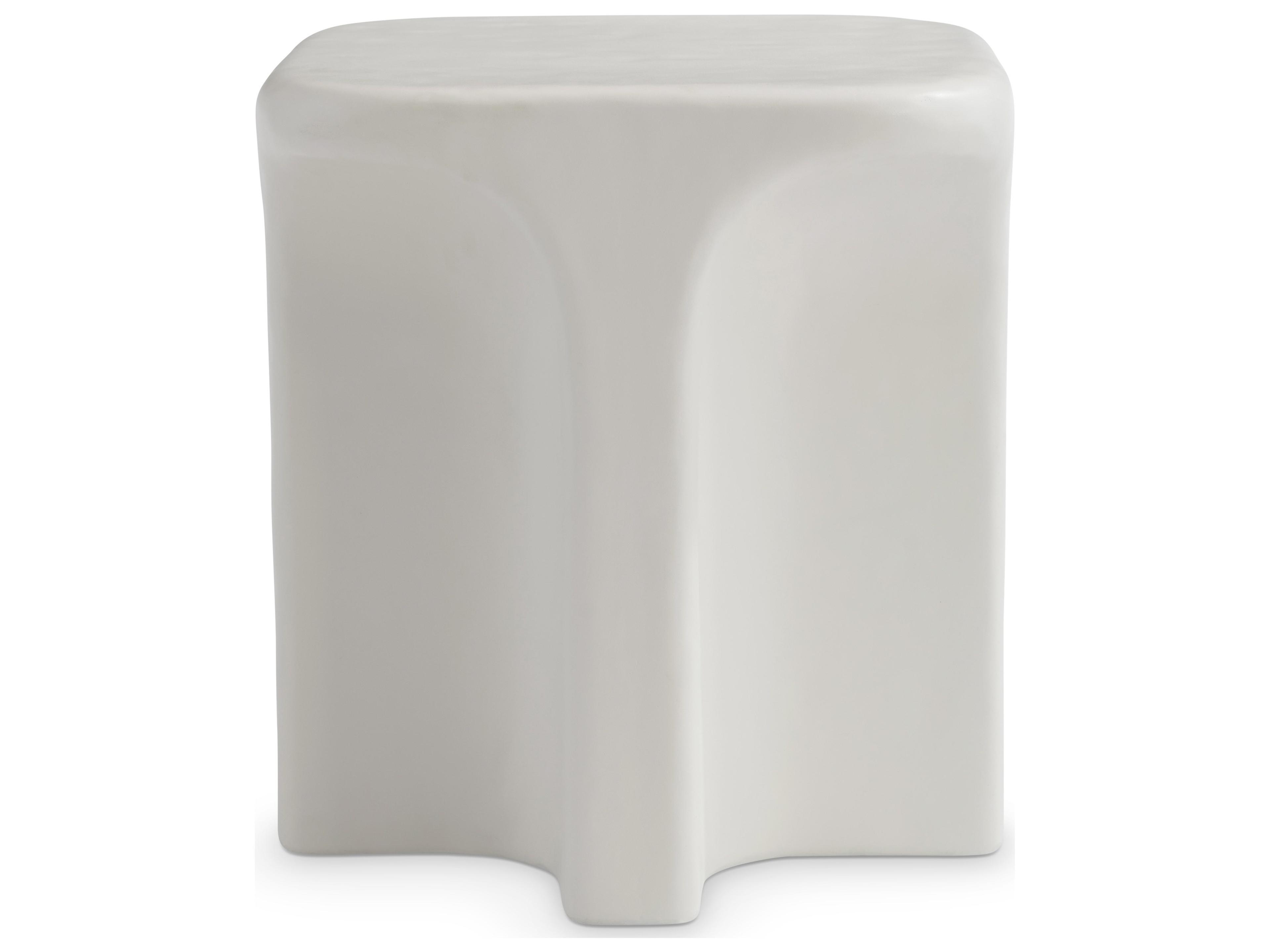 White Concrete Square End Table