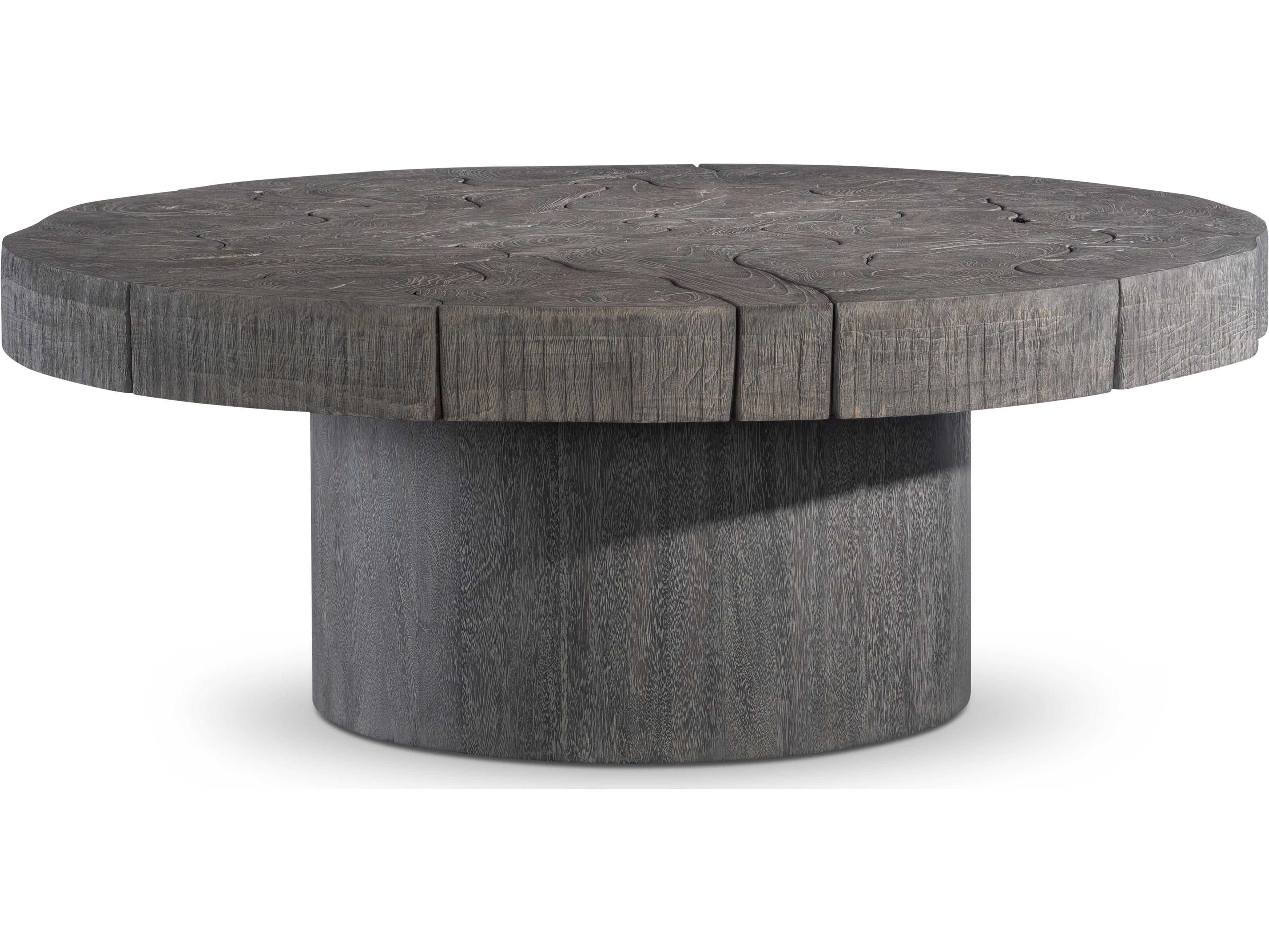 Brown Teak Round Coffee Table