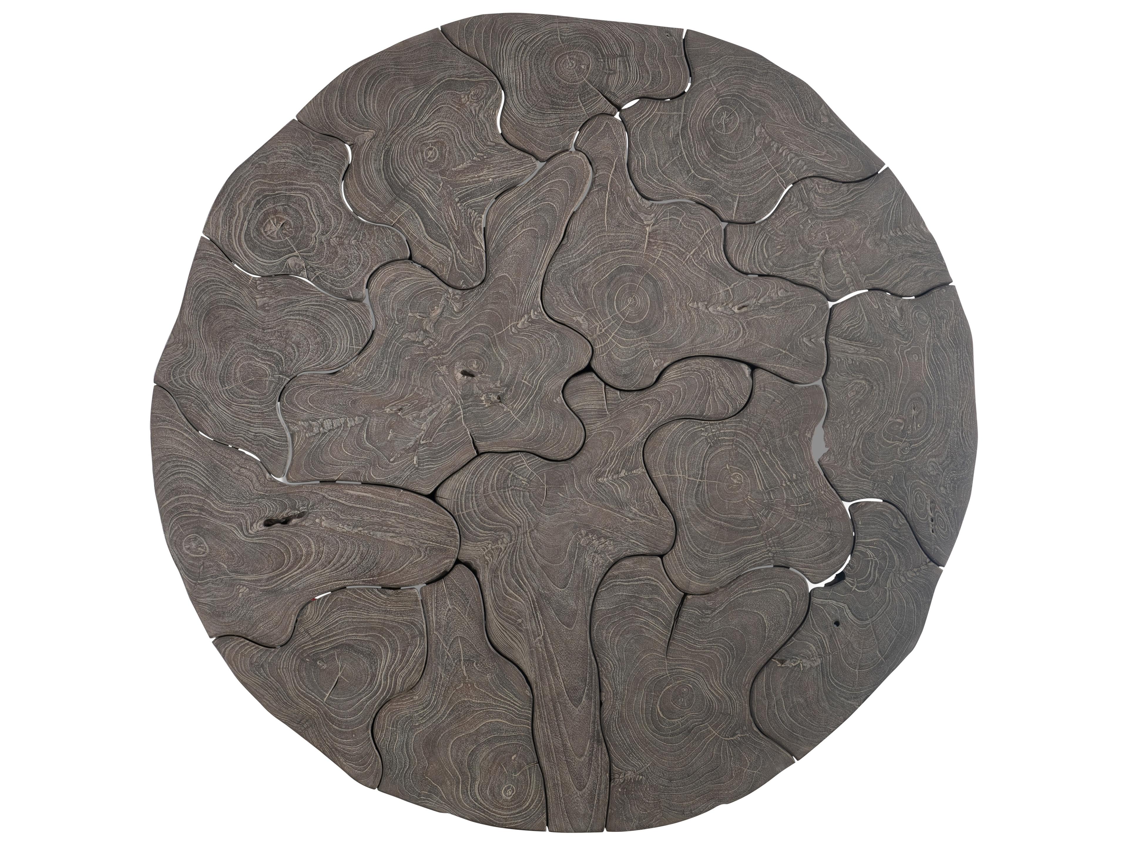 Bernhardt Exteriors Brown Teak Round Coffee Table