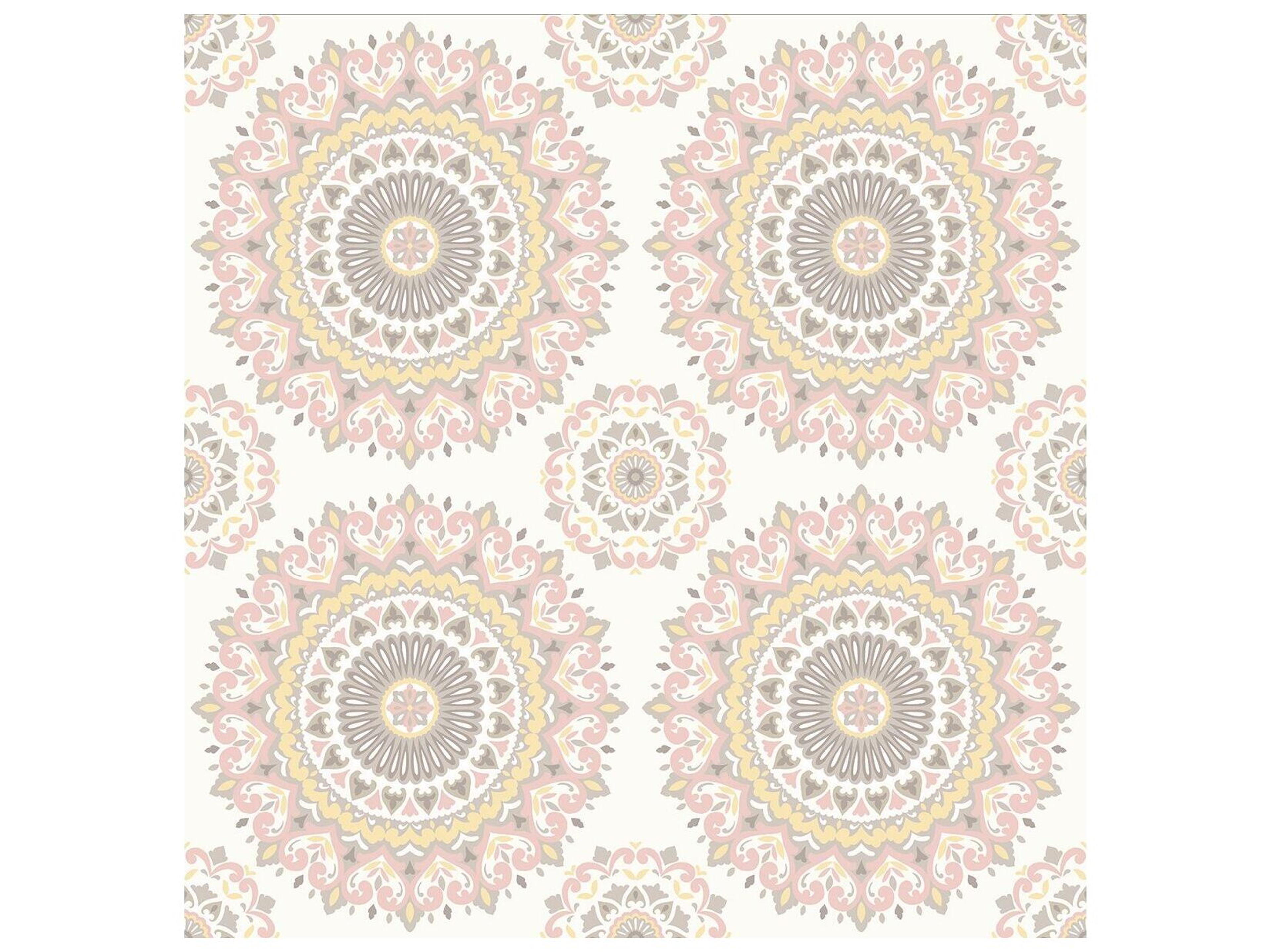 A-street Prints Gemma Light Pink Boho Medallion Wallpaper