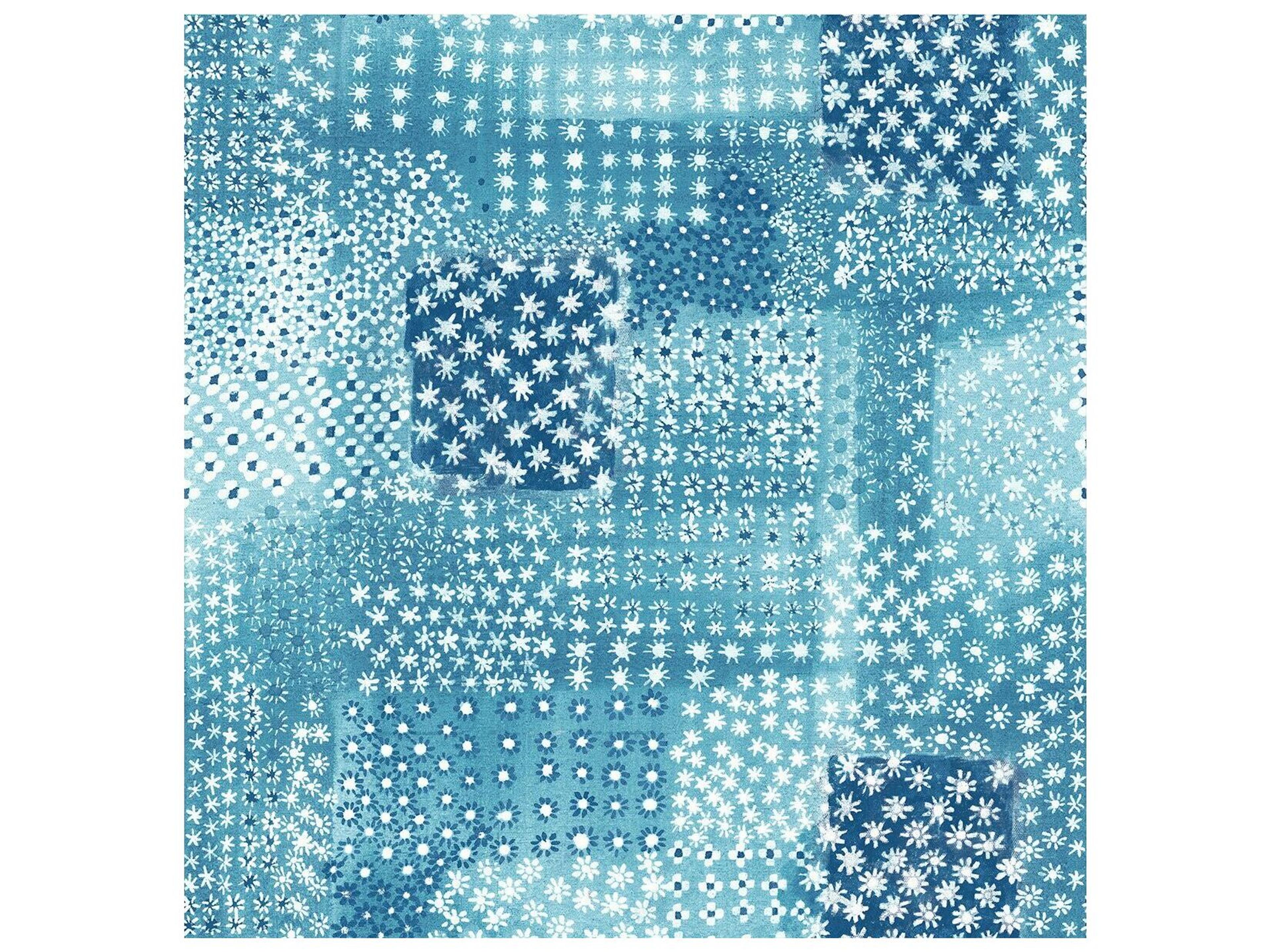 A-street Prints Flower Power Indigo Patchwork Wallpaper