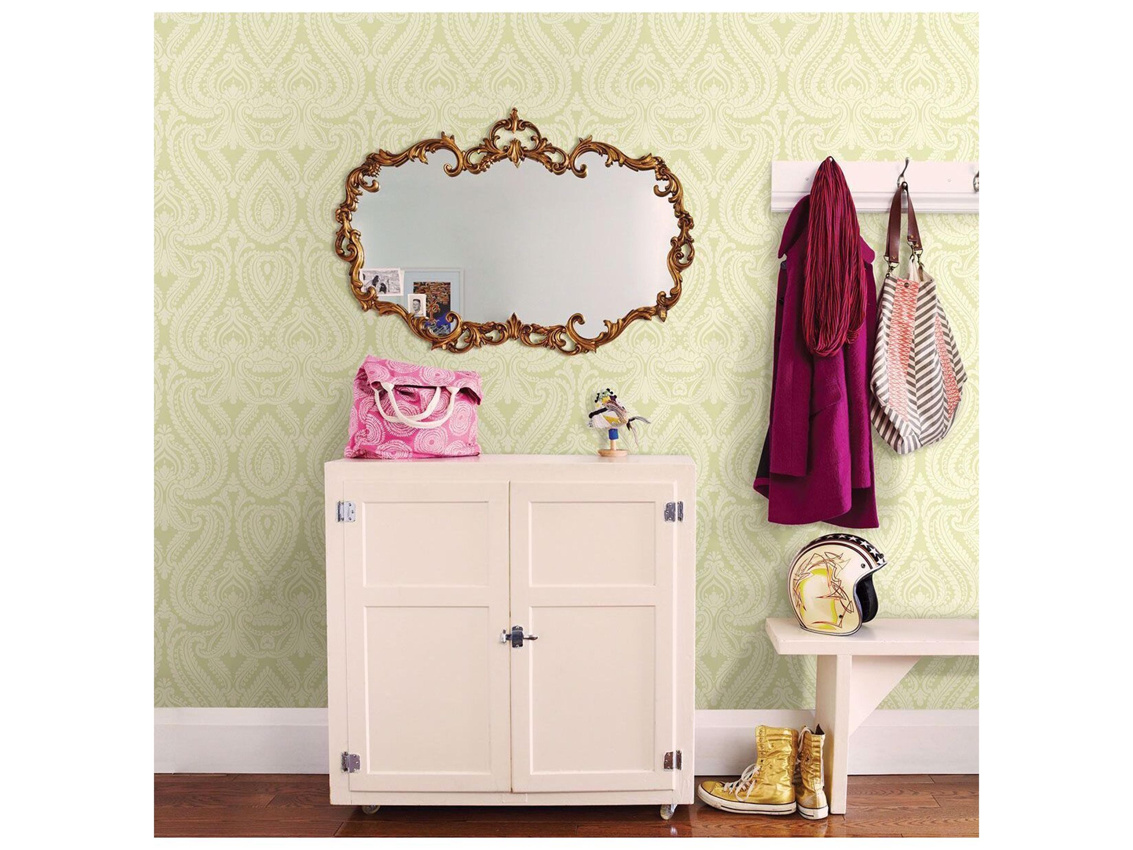 Brewster Home Fashions Beacon House Imperial Green Modern Damask Wallpaper